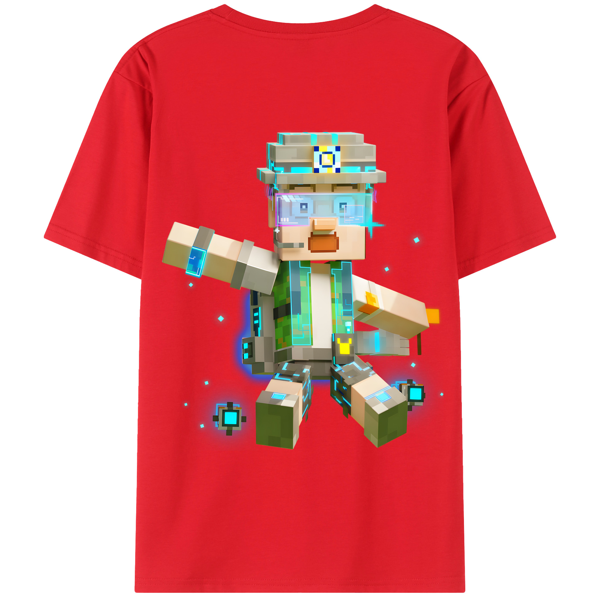 （画像用） マインクラフト ブロックの世界 Minecraft MC Block world 綿100％ メンズ半袖Tシャツ（バックプリント） 通気性