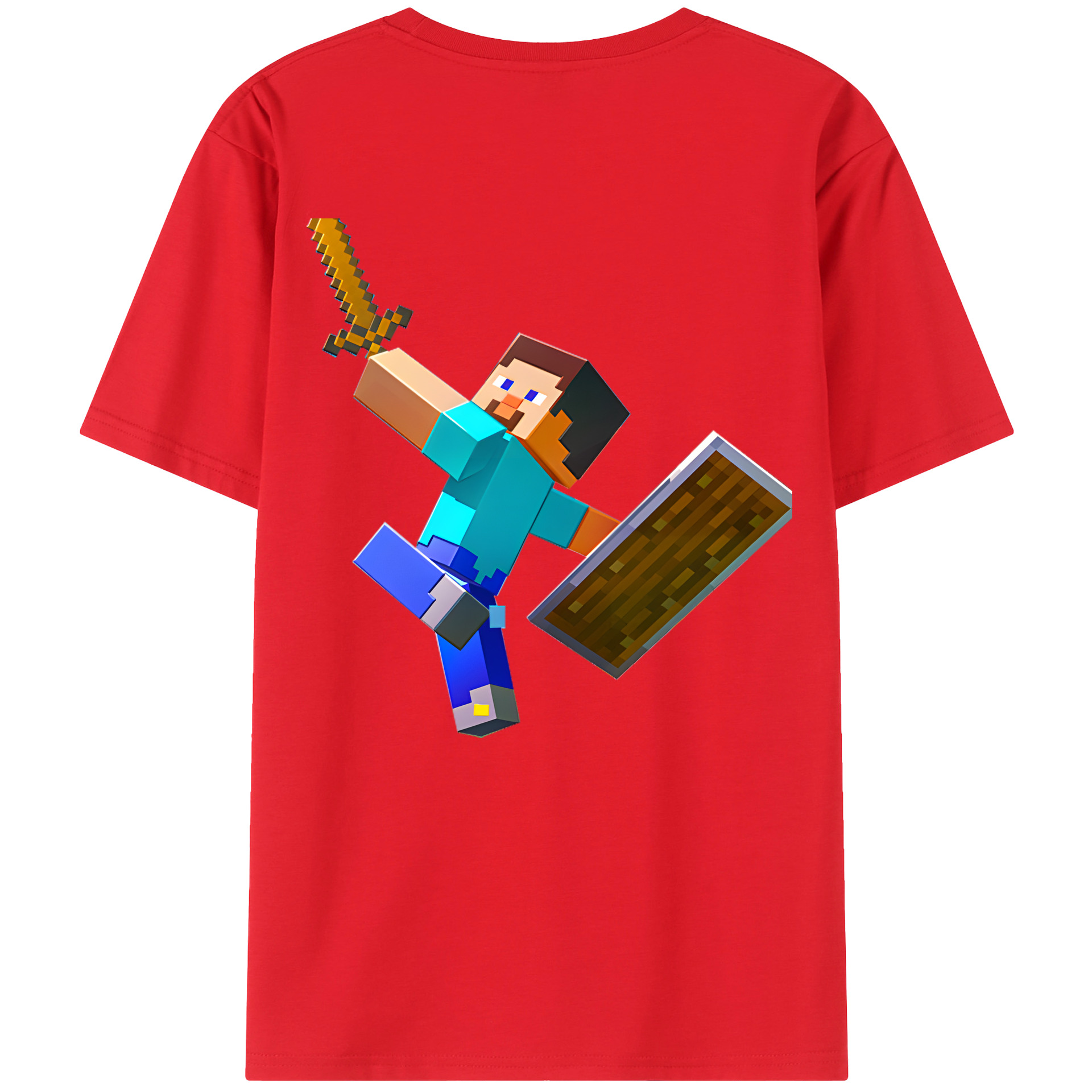（画像用） マインクラフト ブロックの世界 Minecraft MC Block world 綿100％ メンズ半袖Tシャツ（バックプリント） 通気性