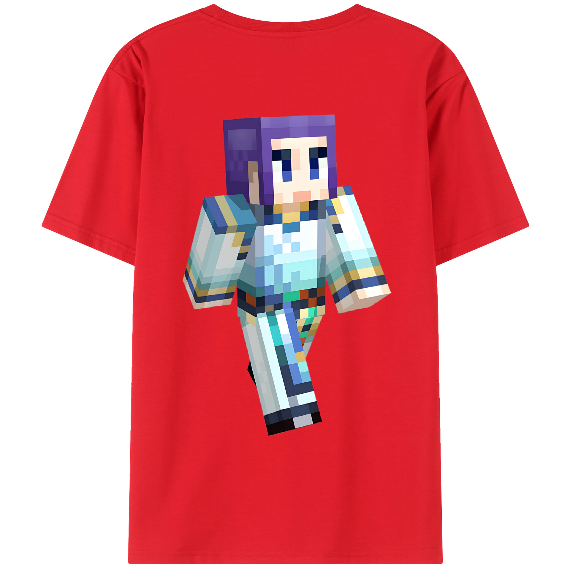 （画像用） マインクラフト ブロックの世界 Minecraft MC Block world 綿100％ メンズ半袖Tシャツ（バックプリント） 通気性