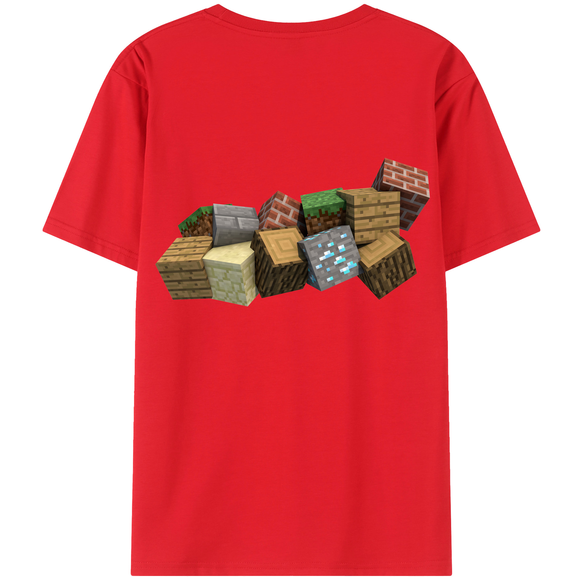 （画像用） マインクラフト ブロックの世界 Minecraft MC Block world 綿100％ メンズ半袖Tシャツ（バックプリント） 通気性