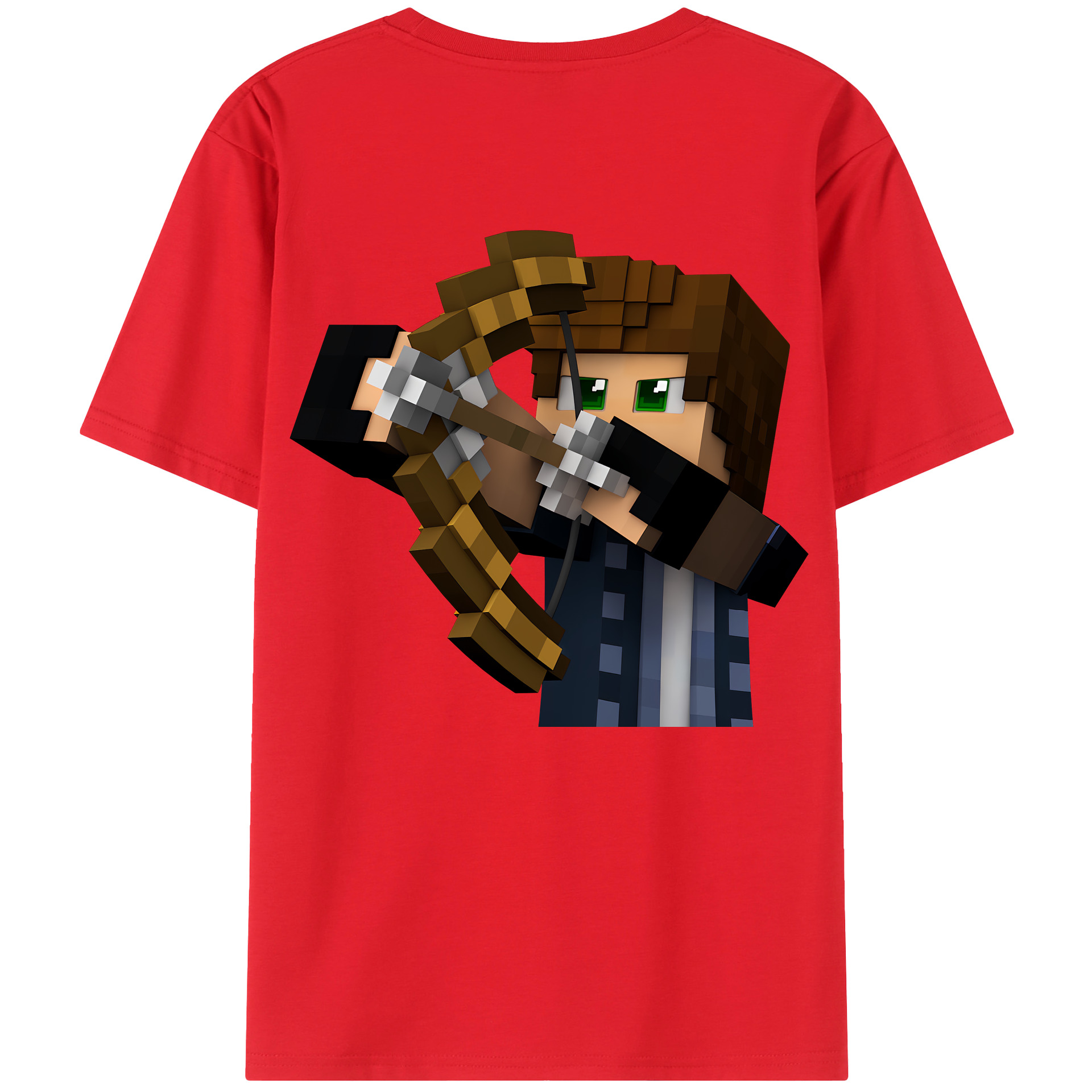 （画像用） マインクラフト ブロックの世界 Minecraft MC Block world 綿100％ メンズ半袖Tシャツ（バックプリント） 通気性
