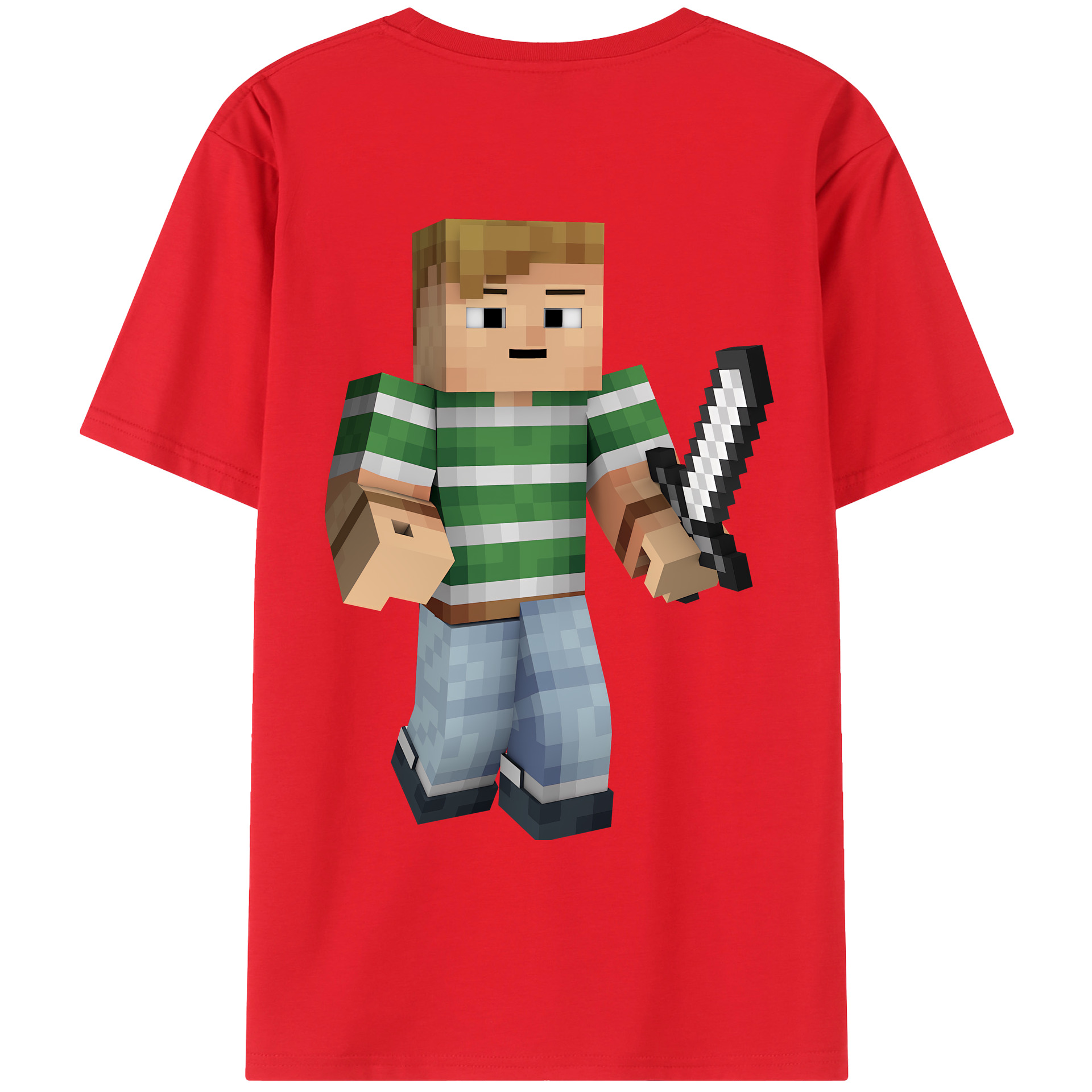 （画像用） マインクラフト ブロックの世界 Minecraft MC Block world 綿100％ メンズ半袖Tシャツ（バックプリント） 通気性