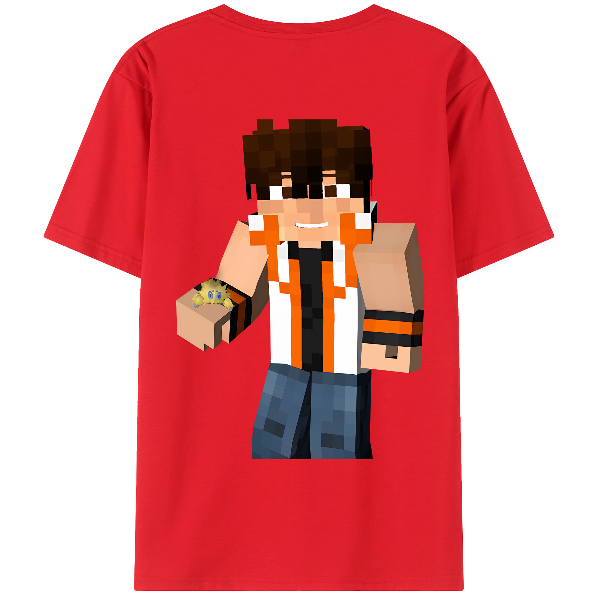 （画像用） マインクラフト ブロックの世界 Minecraft MC Block world 綿100％ メンズ半袖Tシャツ（バックプリント） 通気性