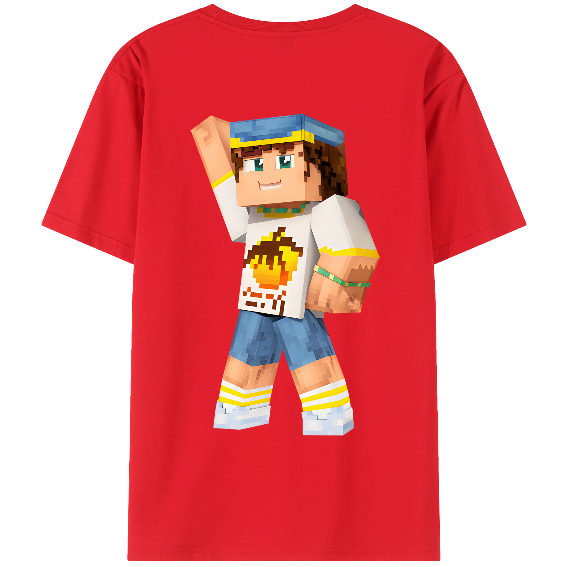 （画像用） マインクラフト ブロックの世界 Minecraft MC Block world 綿100％ メンズ半袖Tシャツ（バックプリント） 通気性