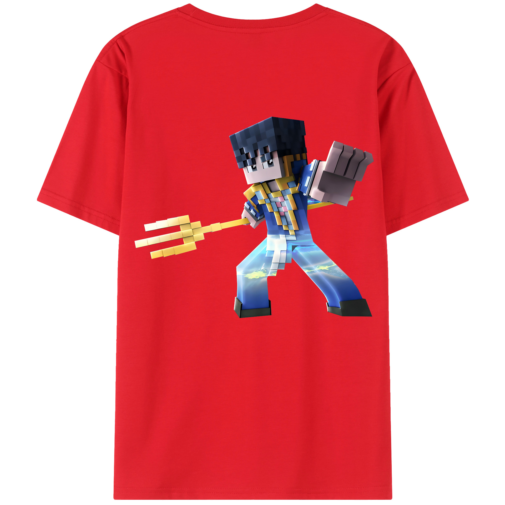 （画像用） マインクラフト ブロックの世界 Minecraft MC Block world 綿100％ メンズ半袖Tシャツ（バックプリント） 通気性
