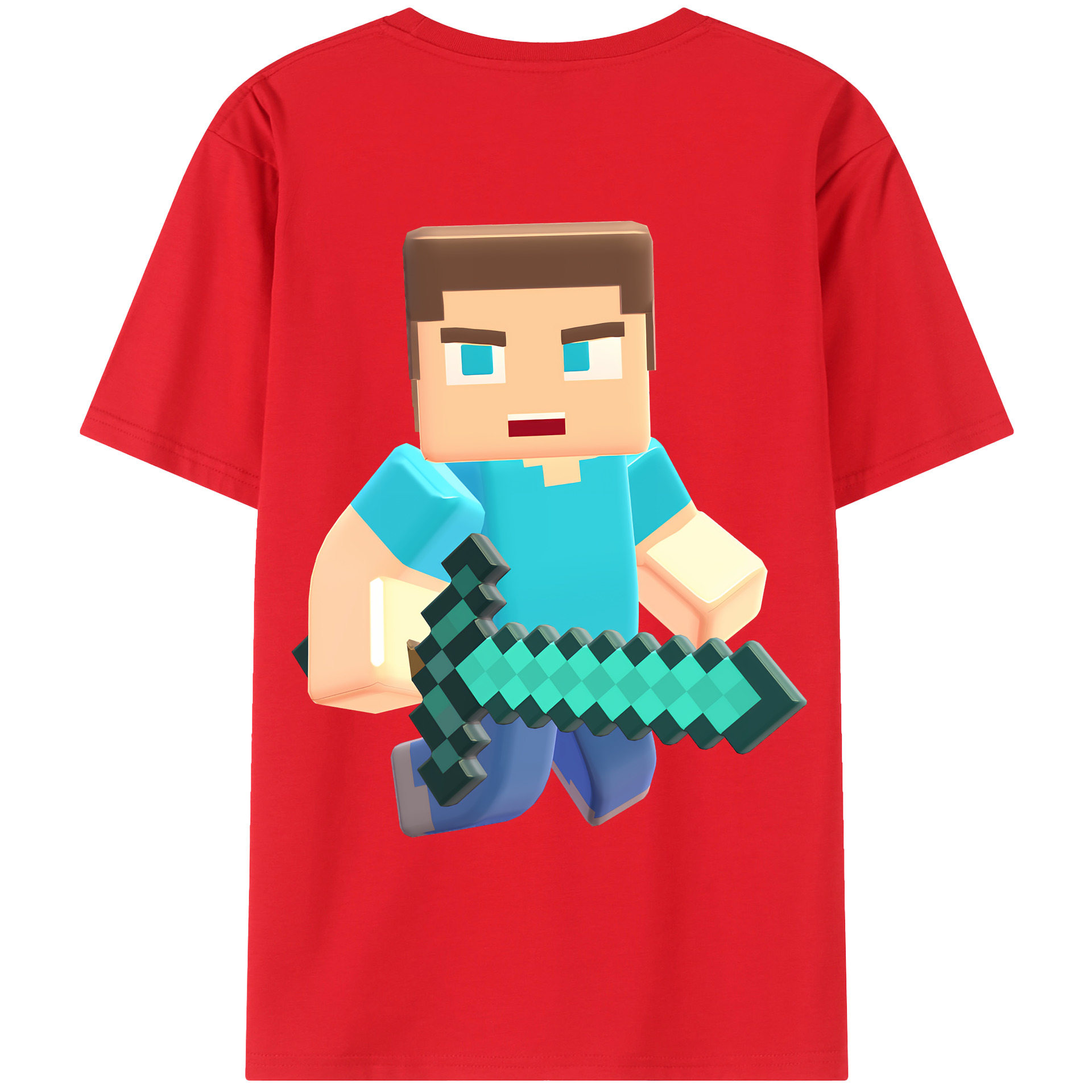 （画像用） マインクラフト ブロックの世界 Minecraft MC Block world 綿100％ メンズ半袖Tシャツ（バックプリント） 通気性