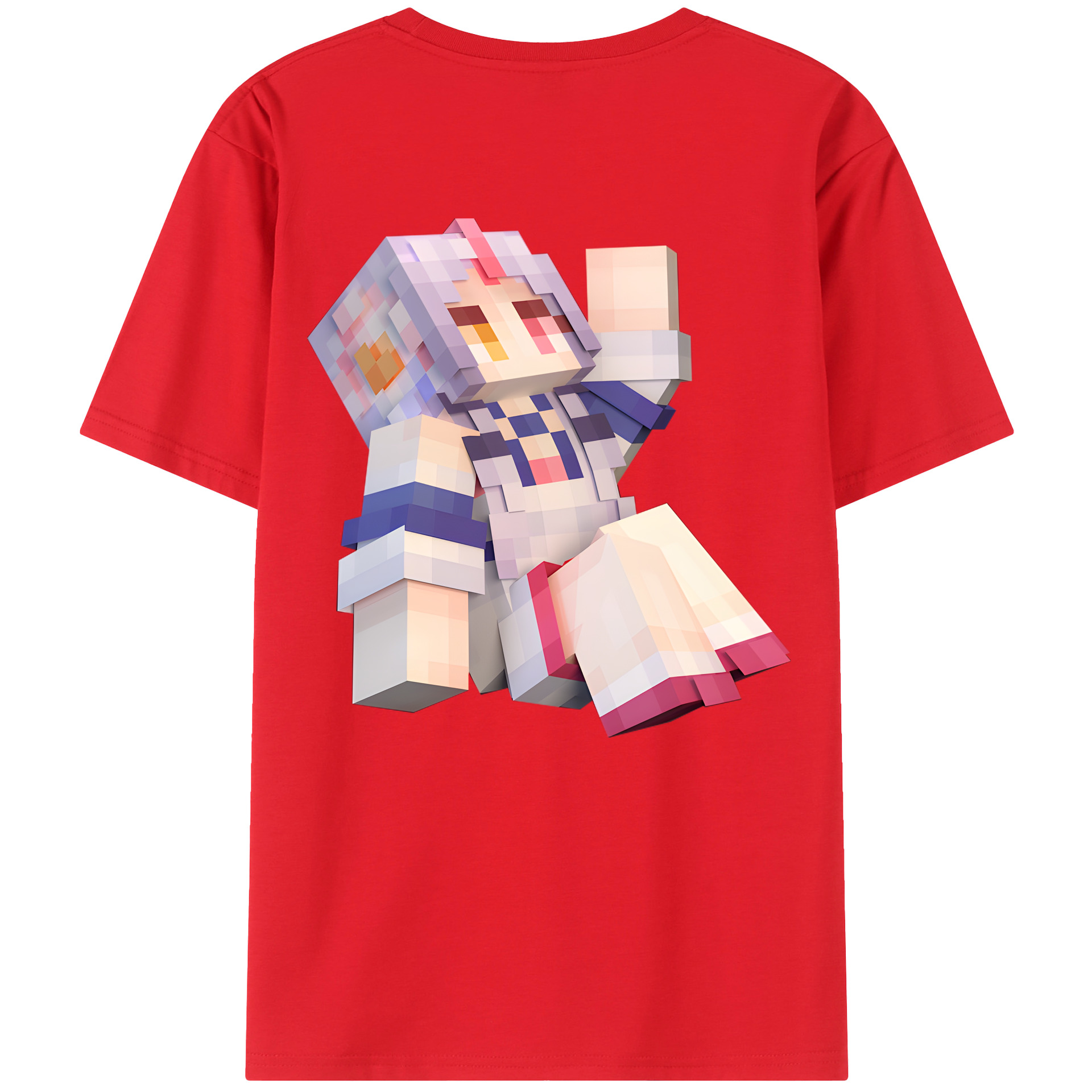 （画像用） マインクラフト ブロックの世界 Minecraft MC Block world 綿100％ メンズ半袖Tシャツ（バックプリント） 通気性