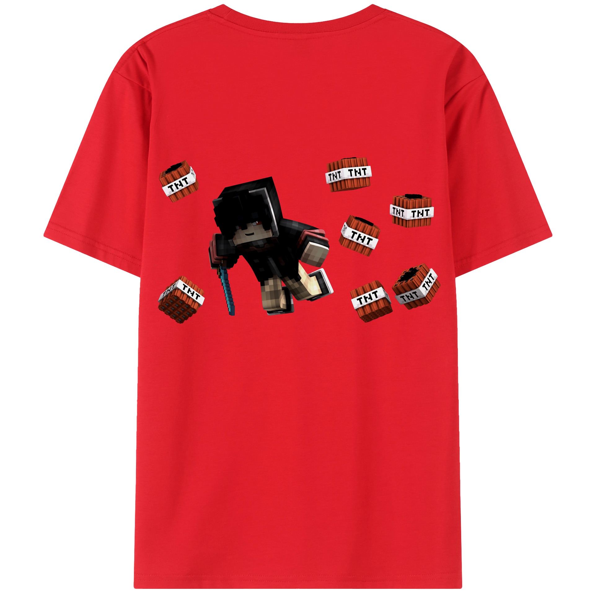 （画像用） マインクラフト ブロックの世界 Minecraft MC Block world 綿100％ メンズ半袖Tシャツ（バックプリント） 通気性