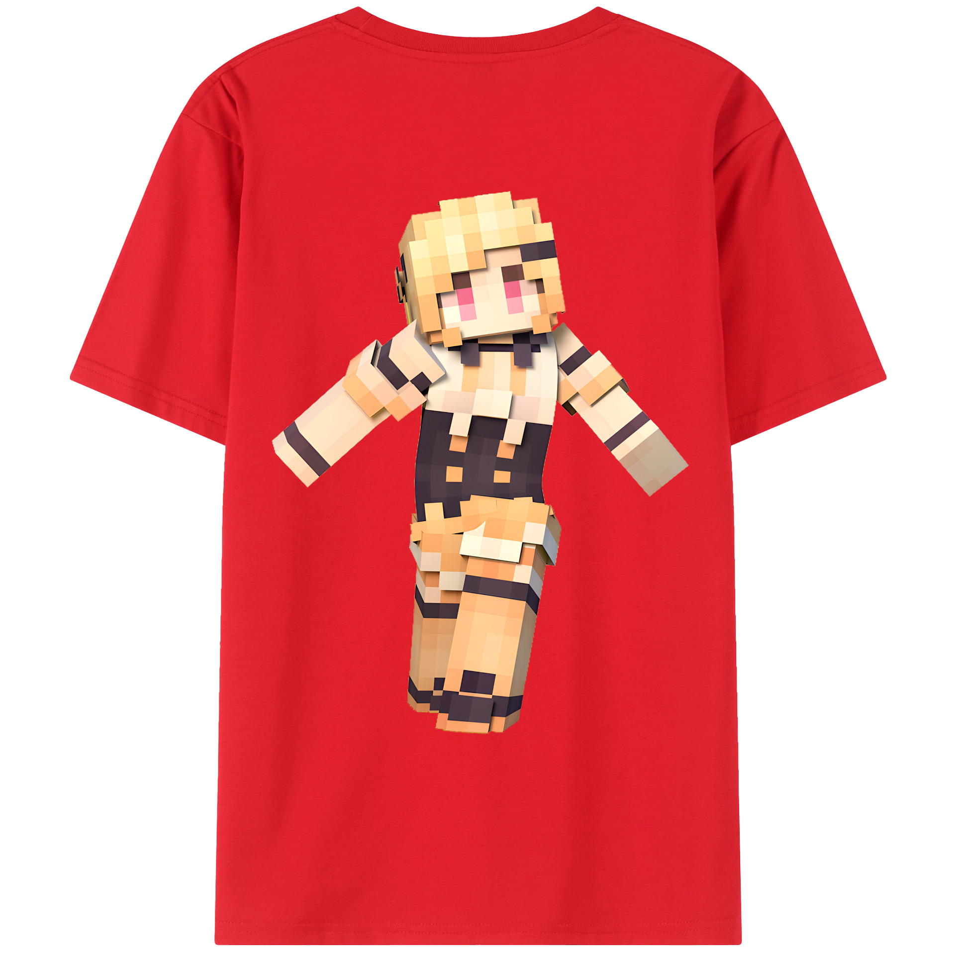 （画像用） マインクラフト ブロックの世界 Minecraft MC Block world 綿100％ メンズ半袖Tシャツ（バックプリント） 通気性