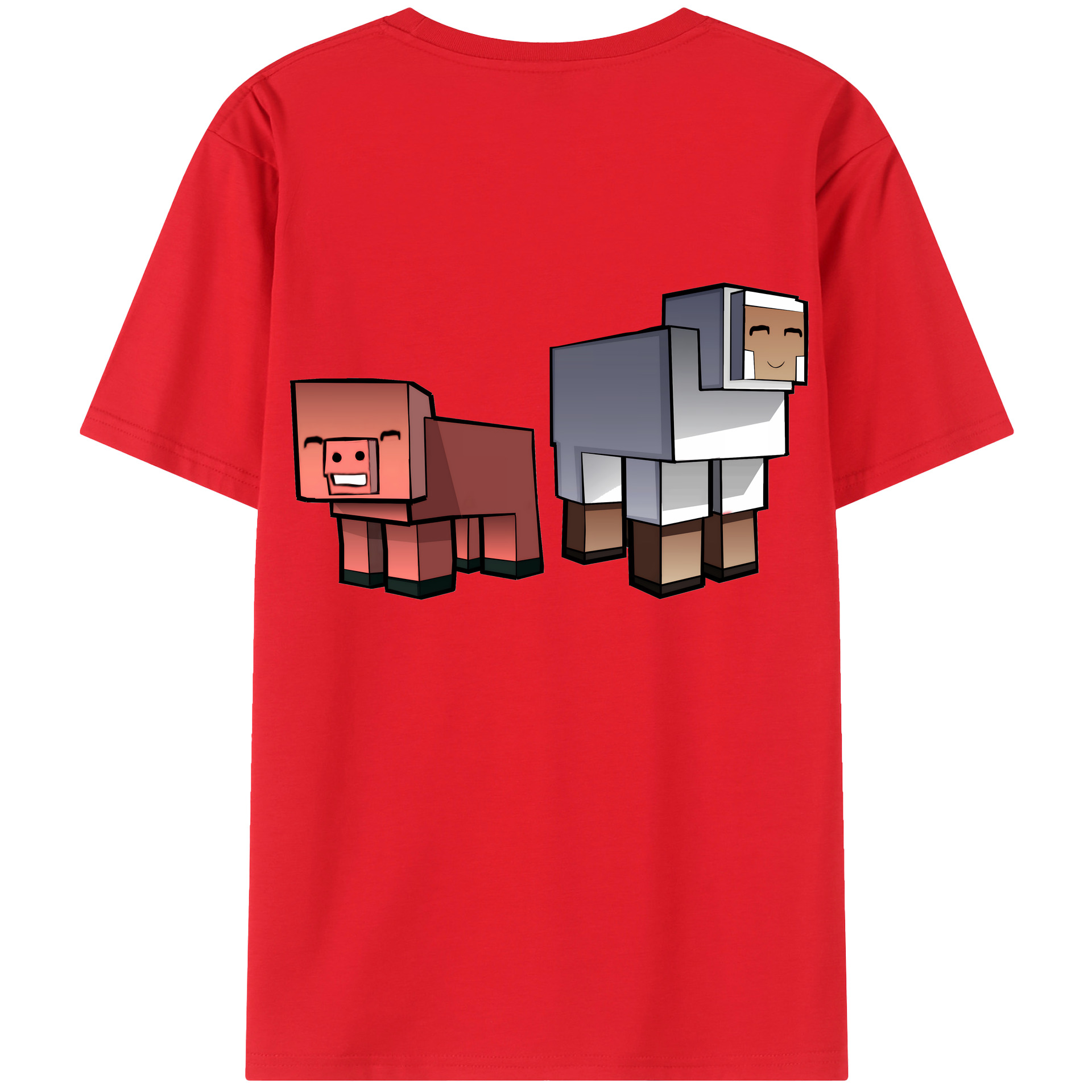 （画像用） マインクラフト ブロックの世界 Minecraft MC Block world 綿100％ メンズ半袖Tシャツ（バックプリント） 通気性