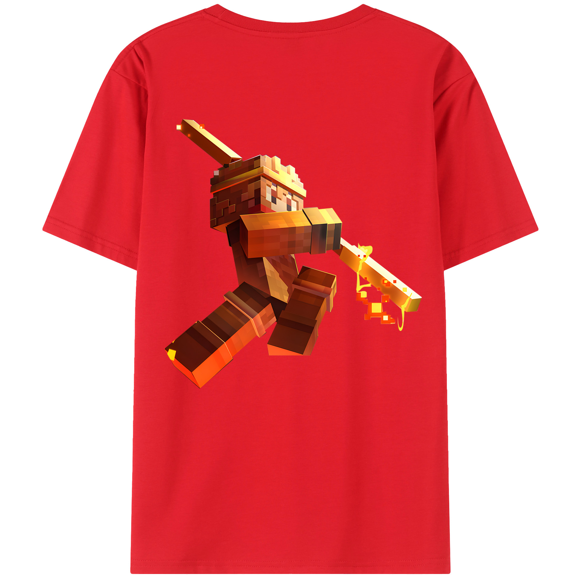 （画像用） マインクラフト ブロックの世界 Minecraft MC Block world 綿100％ メンズ半袖Tシャツ（バックプリント） 通気性