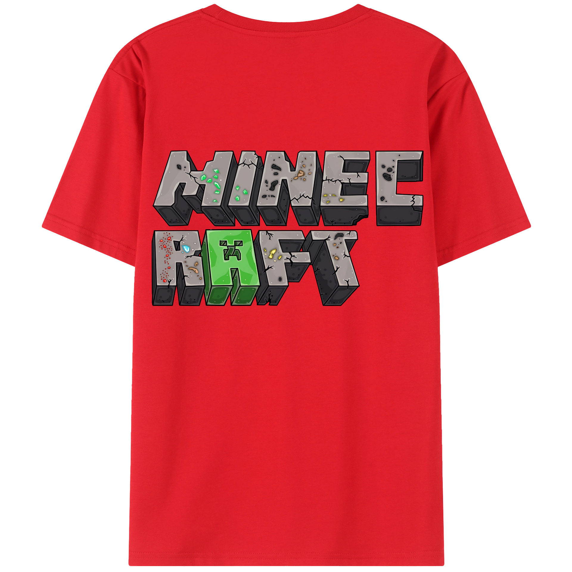 （画像用） マインクラフト ブロックの世界 Minecraft MC Block world 綿100％ メンズ半袖Tシャツ（バックプリント） 通気性