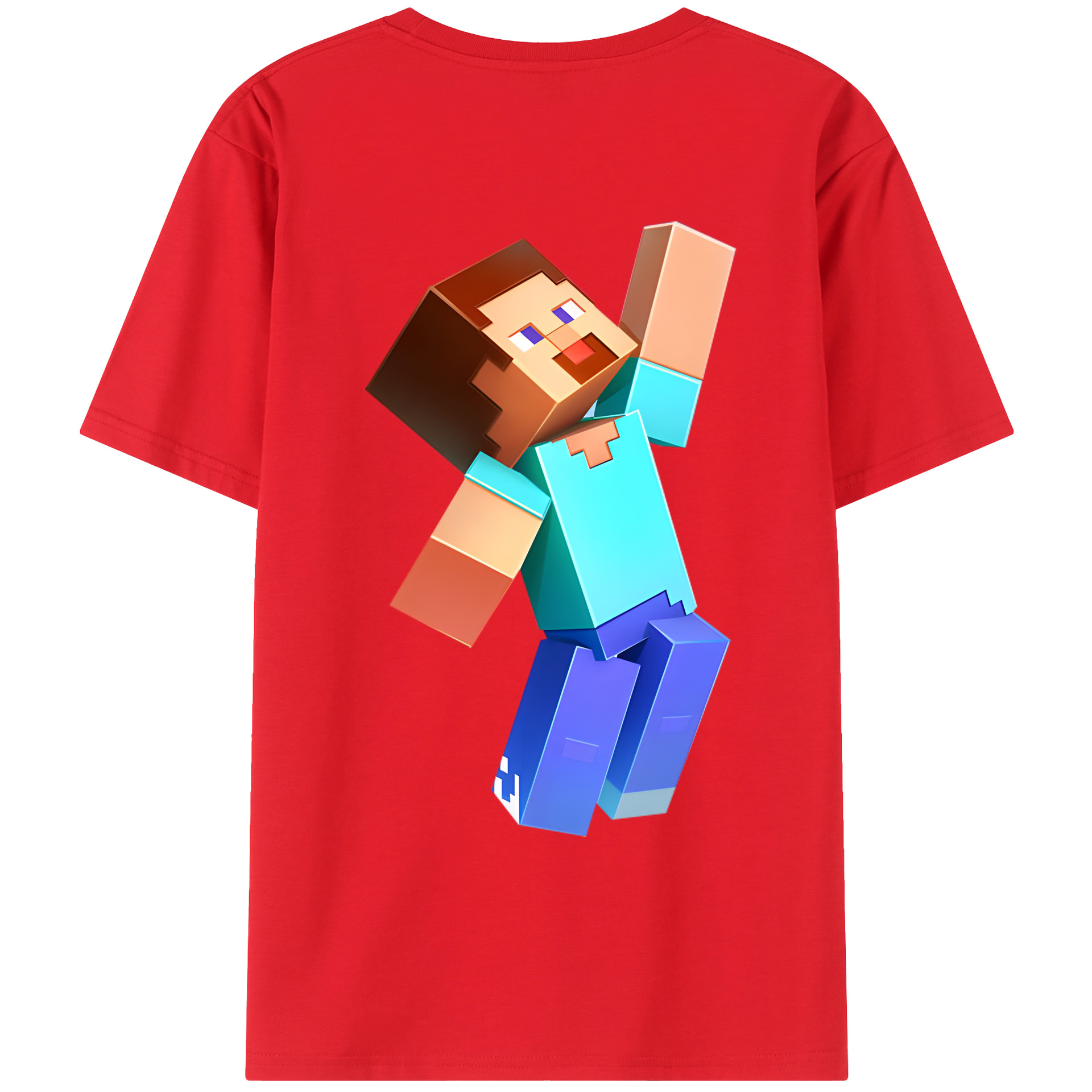 （画像用） マインクラフト ブロックの世界 Minecraft MC Block world 綿100％ メンズ半袖Tシャツ（バックプリント） 通気性