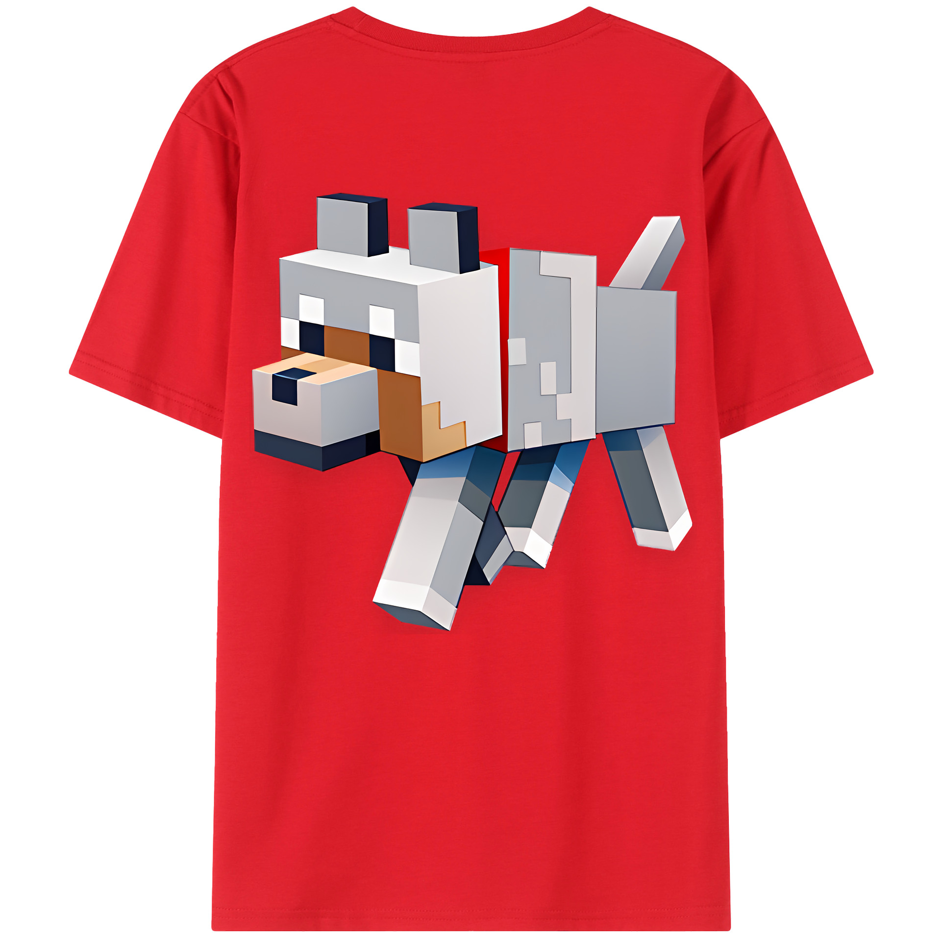 （画像用） マインクラフト ブロックの世界 Minecraft MC Block world 綿100％ メンズ半袖Tシャツ（バックプリント） 通気性