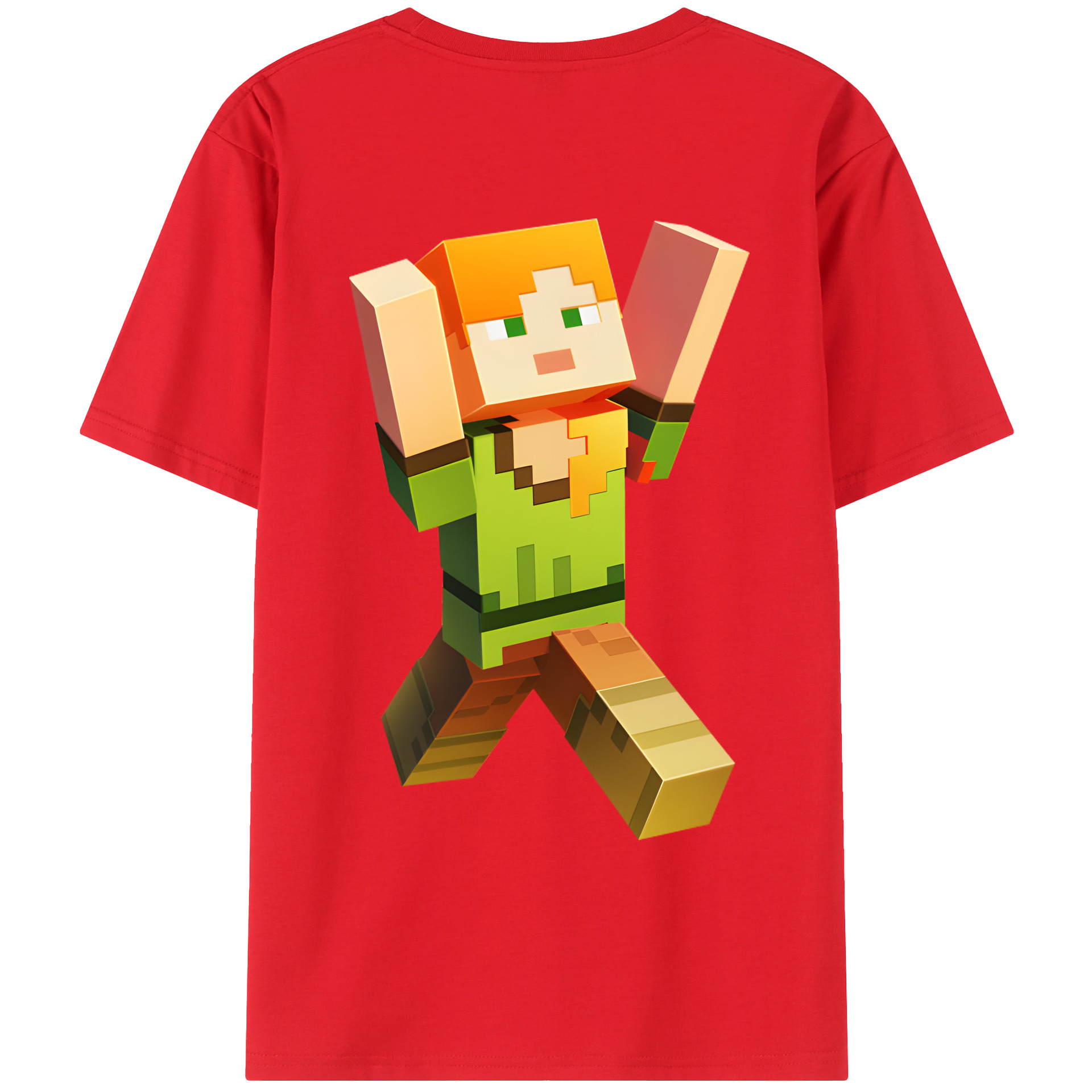 （画像用） マインクラフト ブロックの世界 Minecraft MC Block world 綿100％ メンズ半袖Tシャツ（バックプリント） 通気性