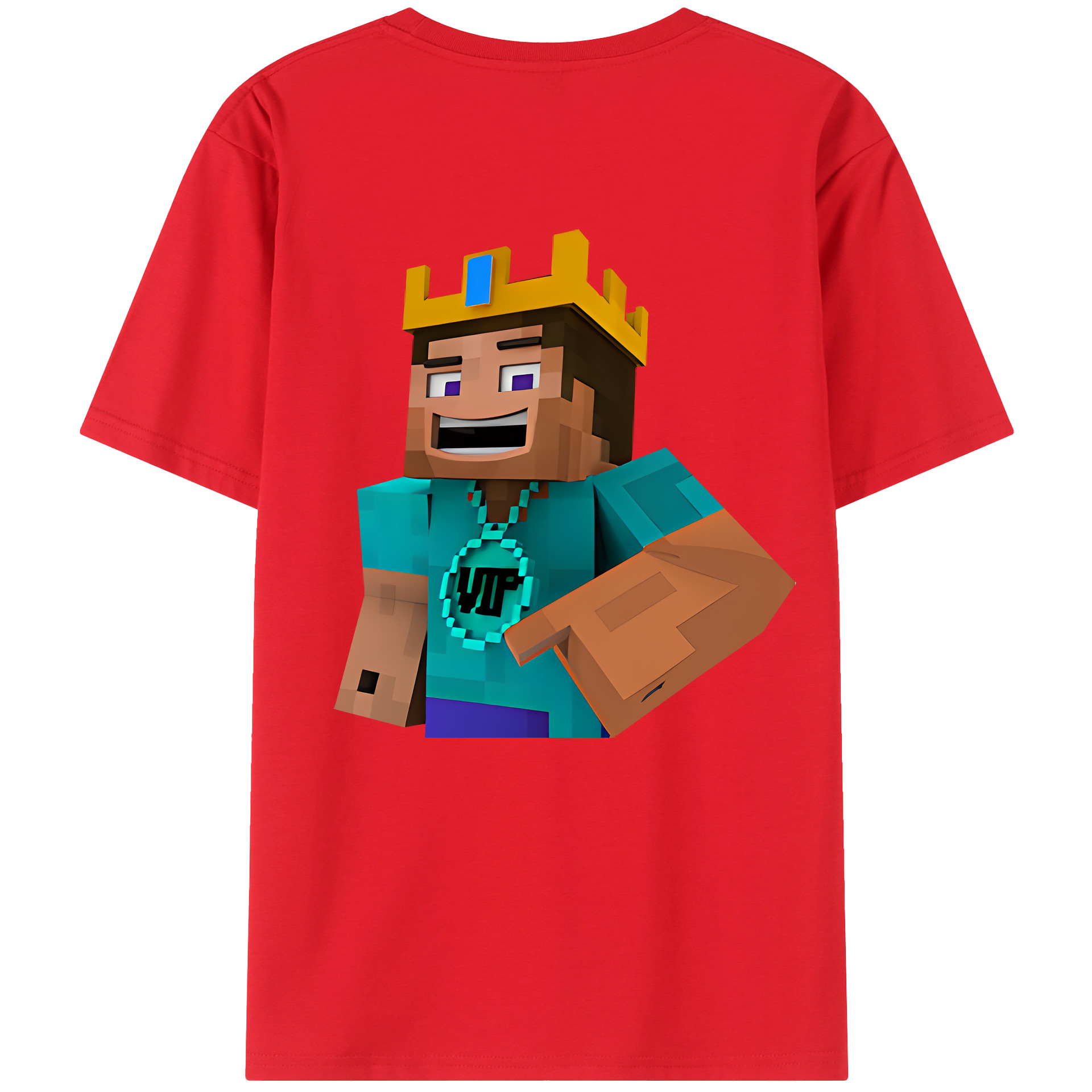 （画像用） マインクラフト ブロックの世界 Minecraft MC Block world 綿100％ メンズ半袖Tシャツ（バックプリント） 通気性