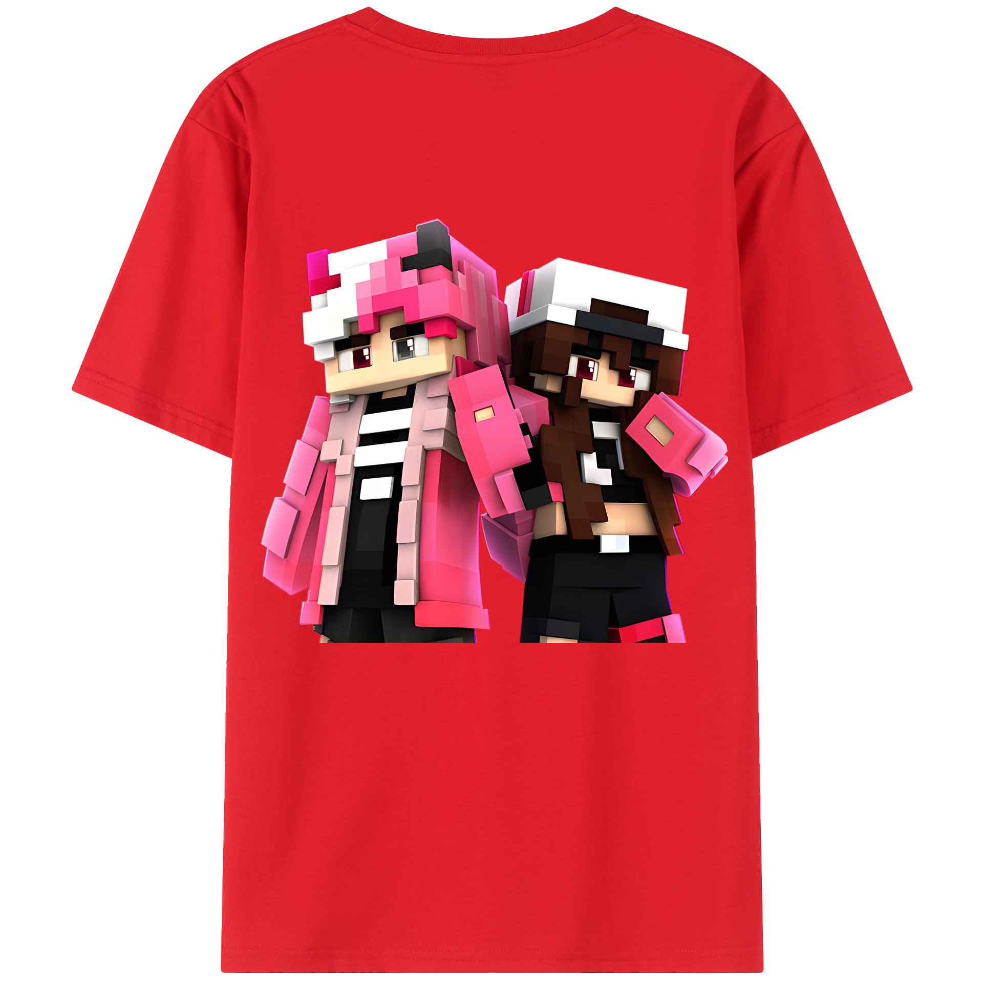 （画像用） マインクラフト ブロックの世界 Minecraft MC Block world 綿100％ メンズ半袖Tシャツ（バックプリント） 通気性