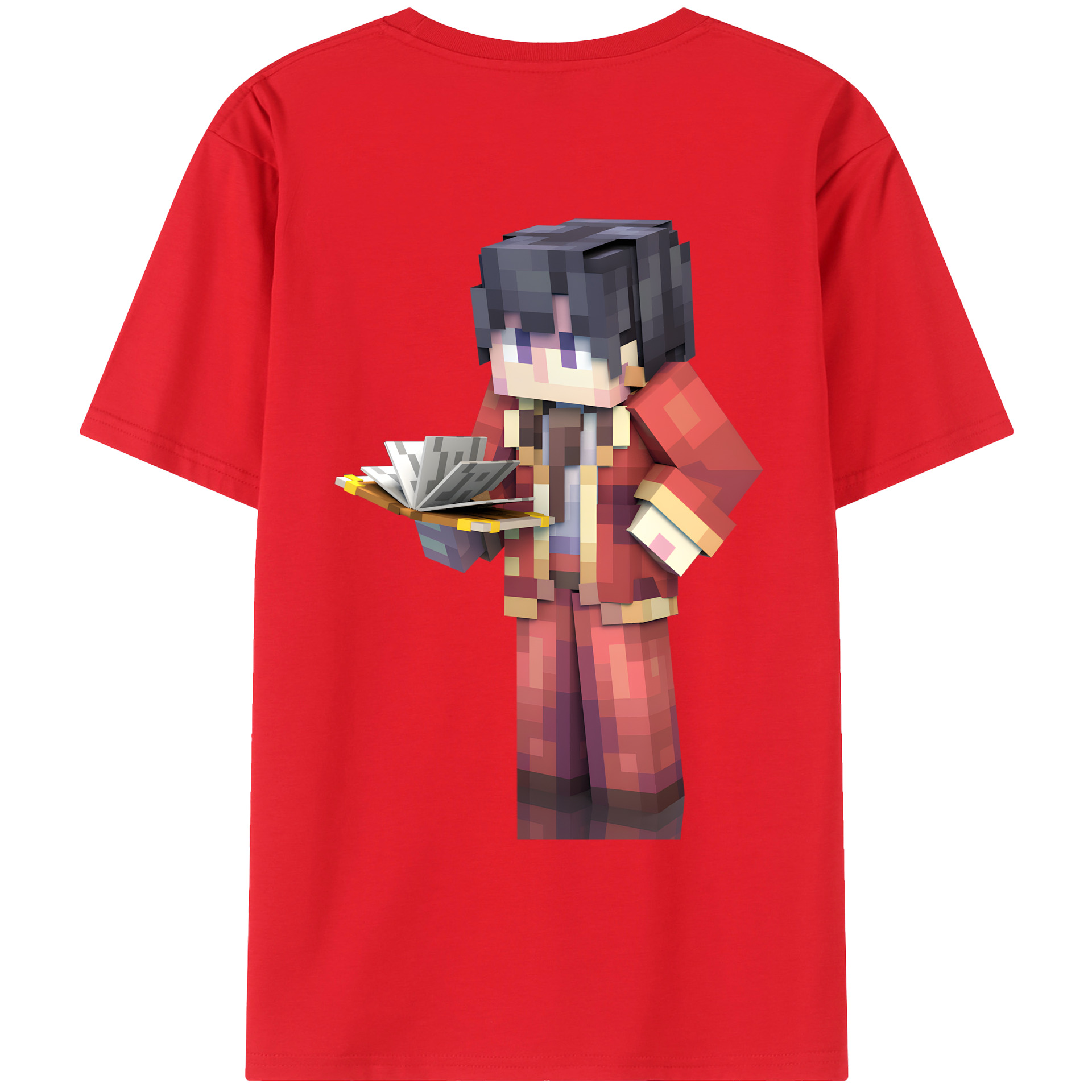 （画像用） マインクラフト ブロックの世界 Minecraft MC Block world 綿100％ メンズ半袖Tシャツ（バックプリント） 通気性