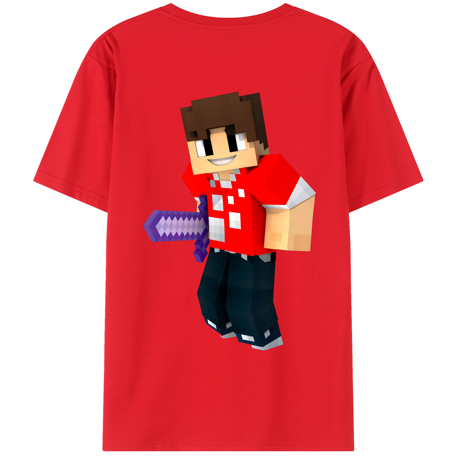 （画像用） マインクラフト ブロックの世界 Minecraft MC Block world 綿100％ メンズ半袖Tシャツ（バックプリント） 通気性