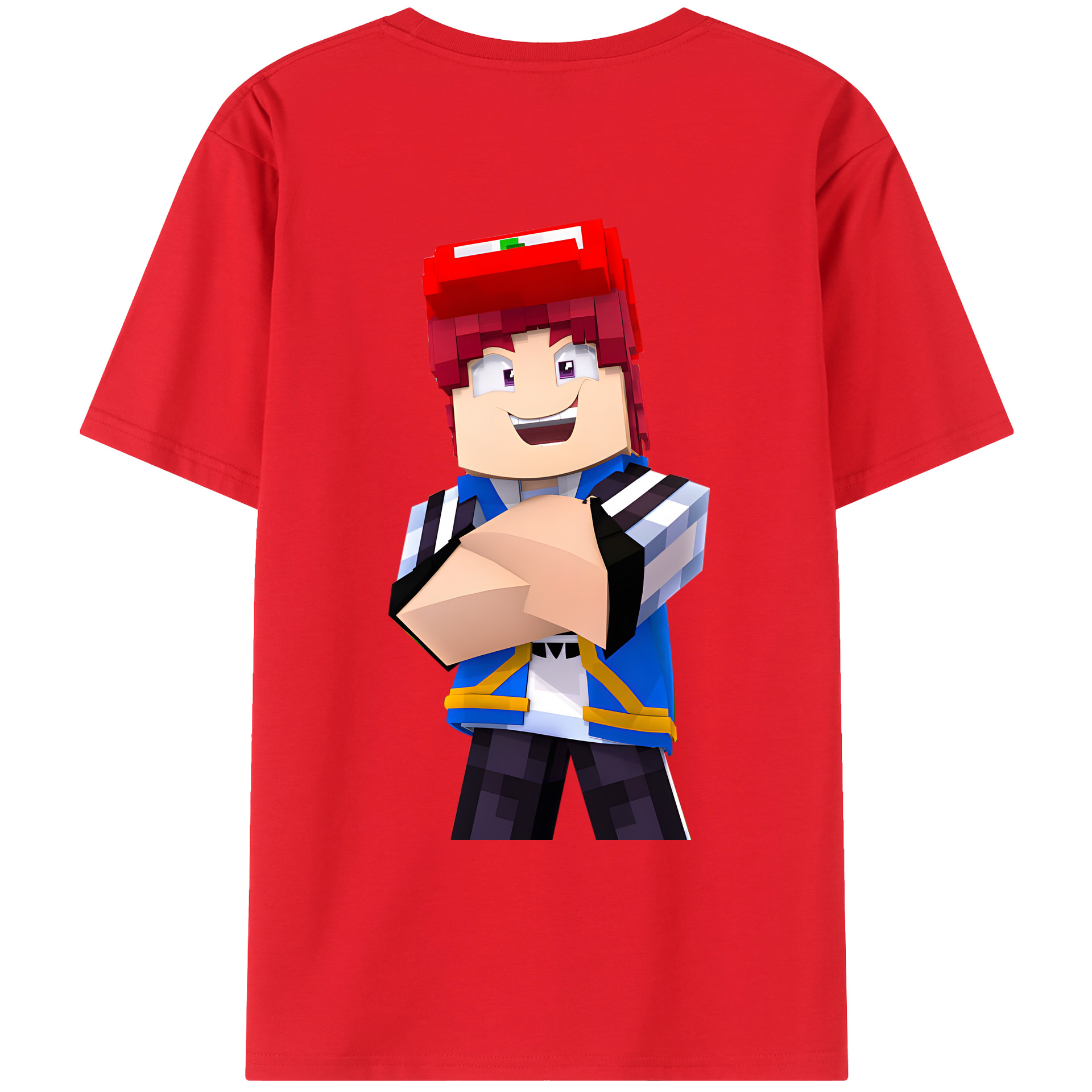 （画像用） マインクラフト ブロックの世界 Minecraft MC Block world 綿100％ メンズ半袖Tシャツ（バックプリント） 通気性