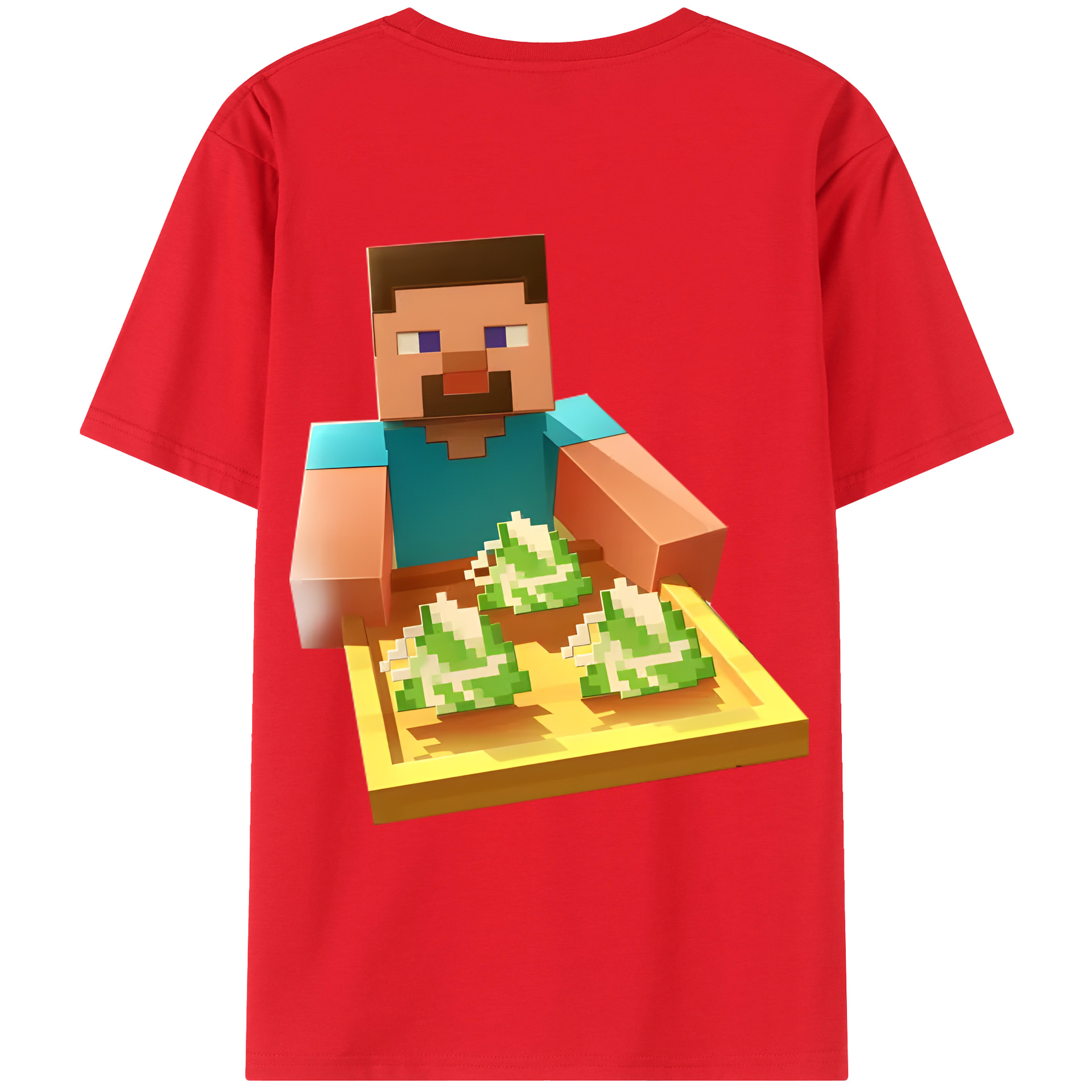 （画像用） マインクラフト ブロックの世界 Minecraft MC Block world 綿100％ メンズ半袖Tシャツ（バックプリント） 通気性