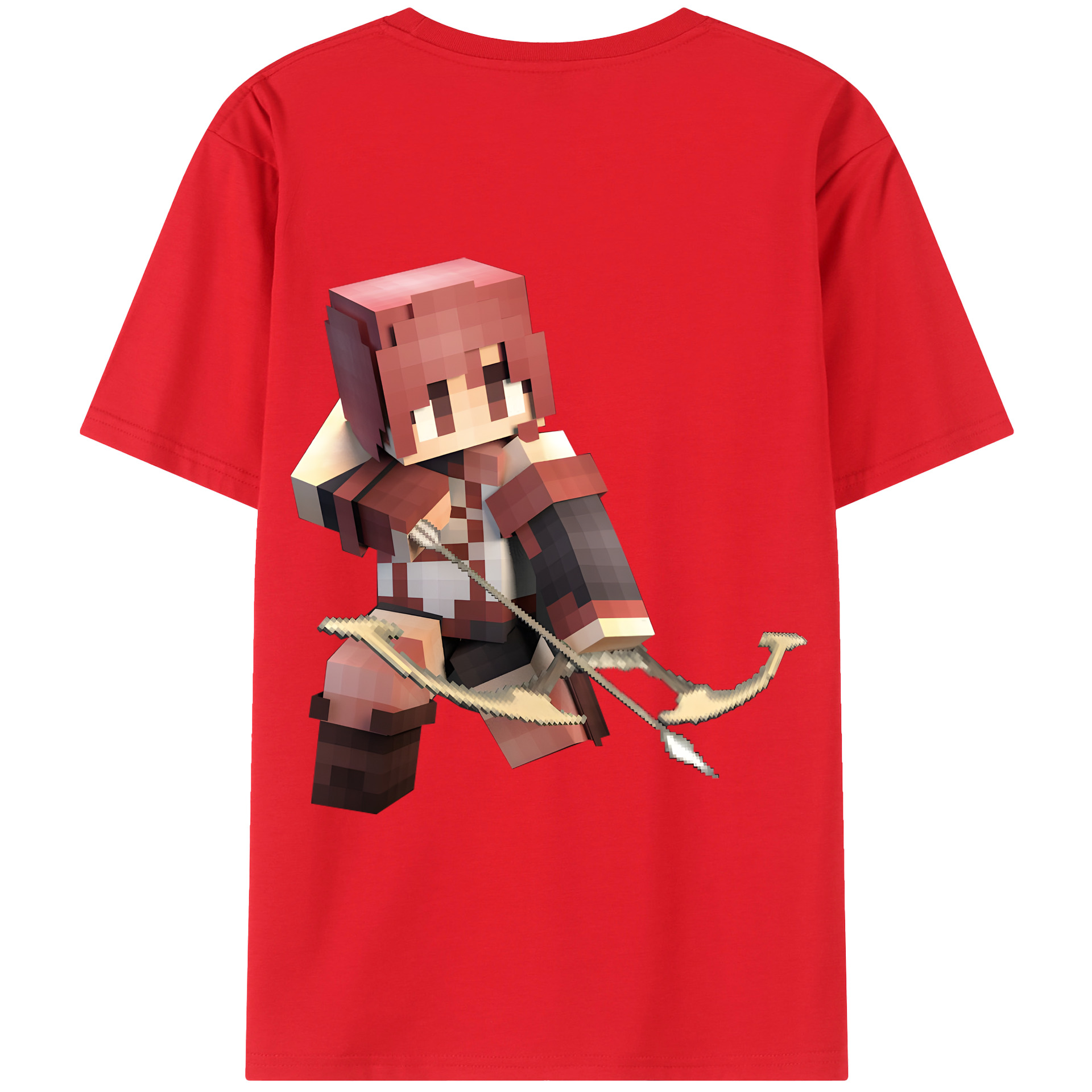 （画像用） マインクラフト ブロックの世界 Minecraft MC Block world 綿100％ メンズ半袖Tシャツ（バックプリント） 通気性