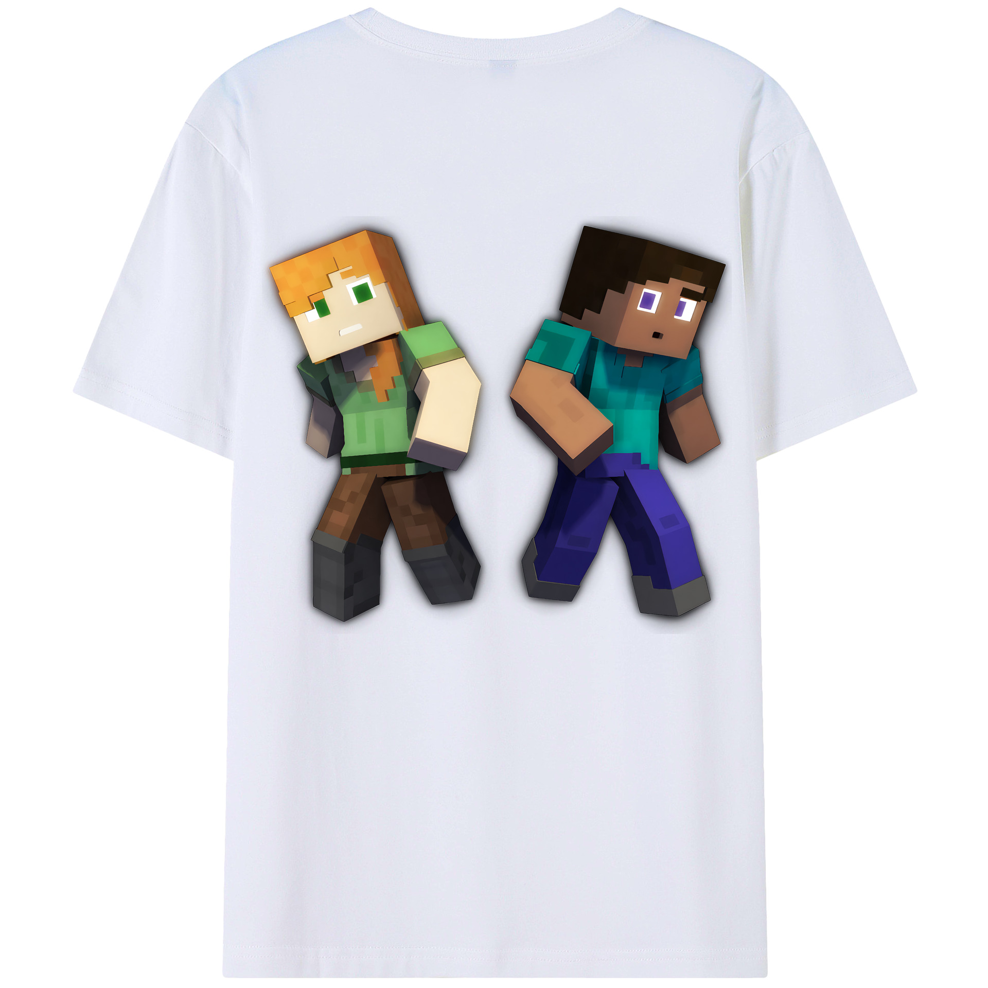 （画像用） マインクラフト ブロックの世界 Minecraft MC Block world 綿100％ メンズ半袖Tシャツ（バックプリント） 通気性