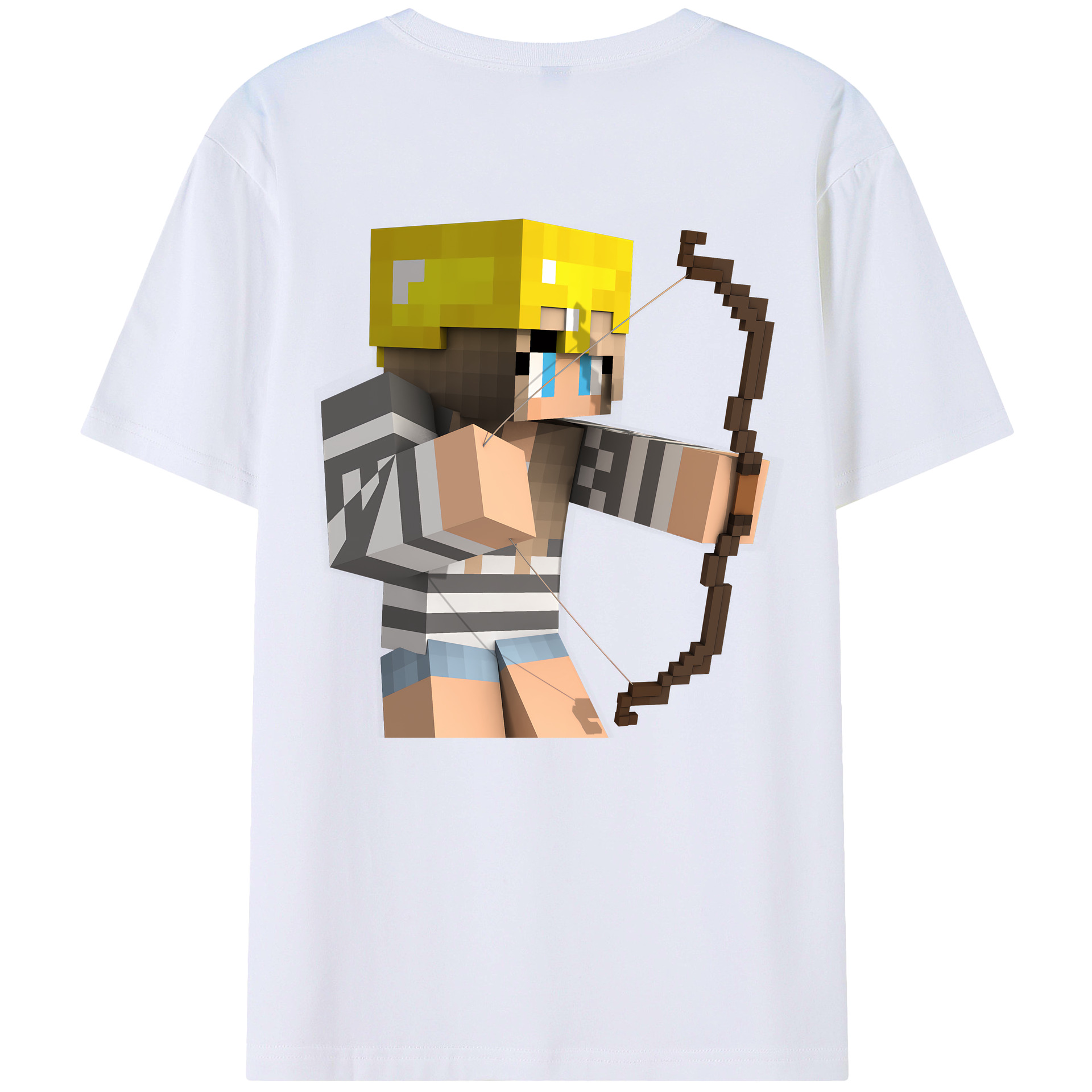 （画像用） マインクラフト ブロックの世界 Minecraft MC Block world 綿100％ メンズ半袖Tシャツ（バックプリント） 通気性