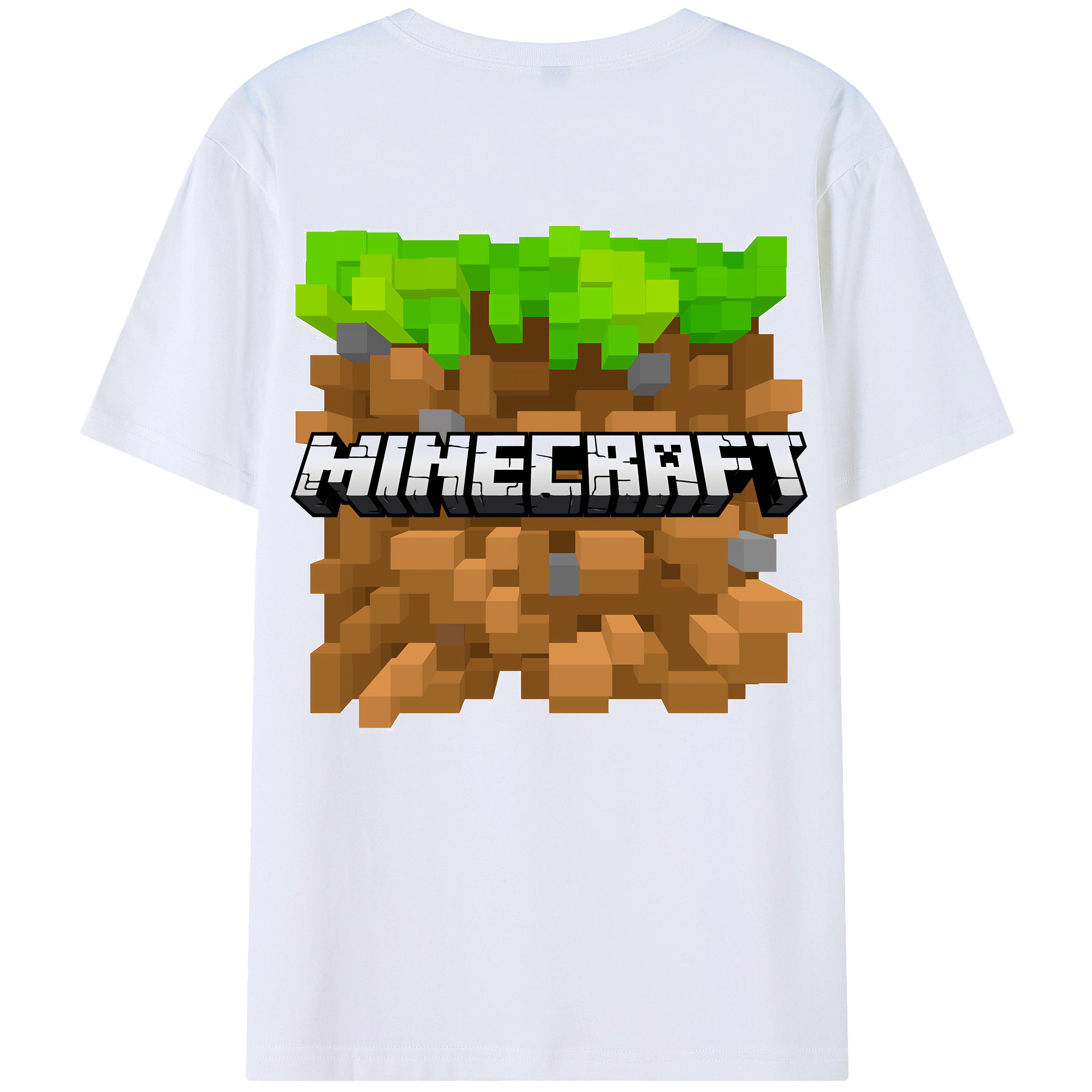 （画像用） マインクラフト ブロックの世界 Minecraft MC Block world 綿100％ メンズ半袖Tシャツ（バックプリント） 通気性