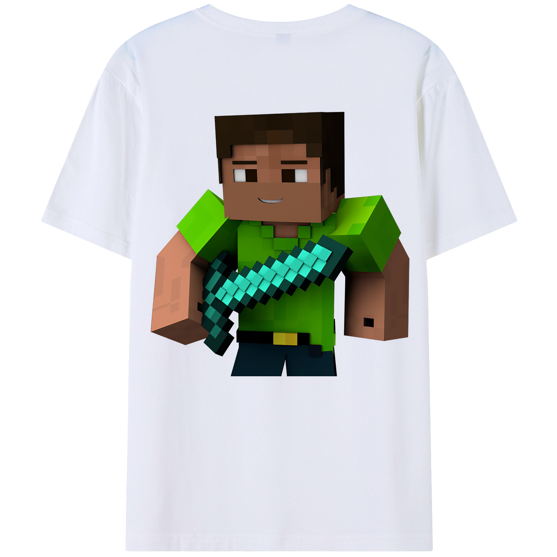 （画像用） マインクラフト ブロックの世界 Minecraft MC Block world 綿100％ メンズ半袖Tシャツ（バックプリント） 通気性