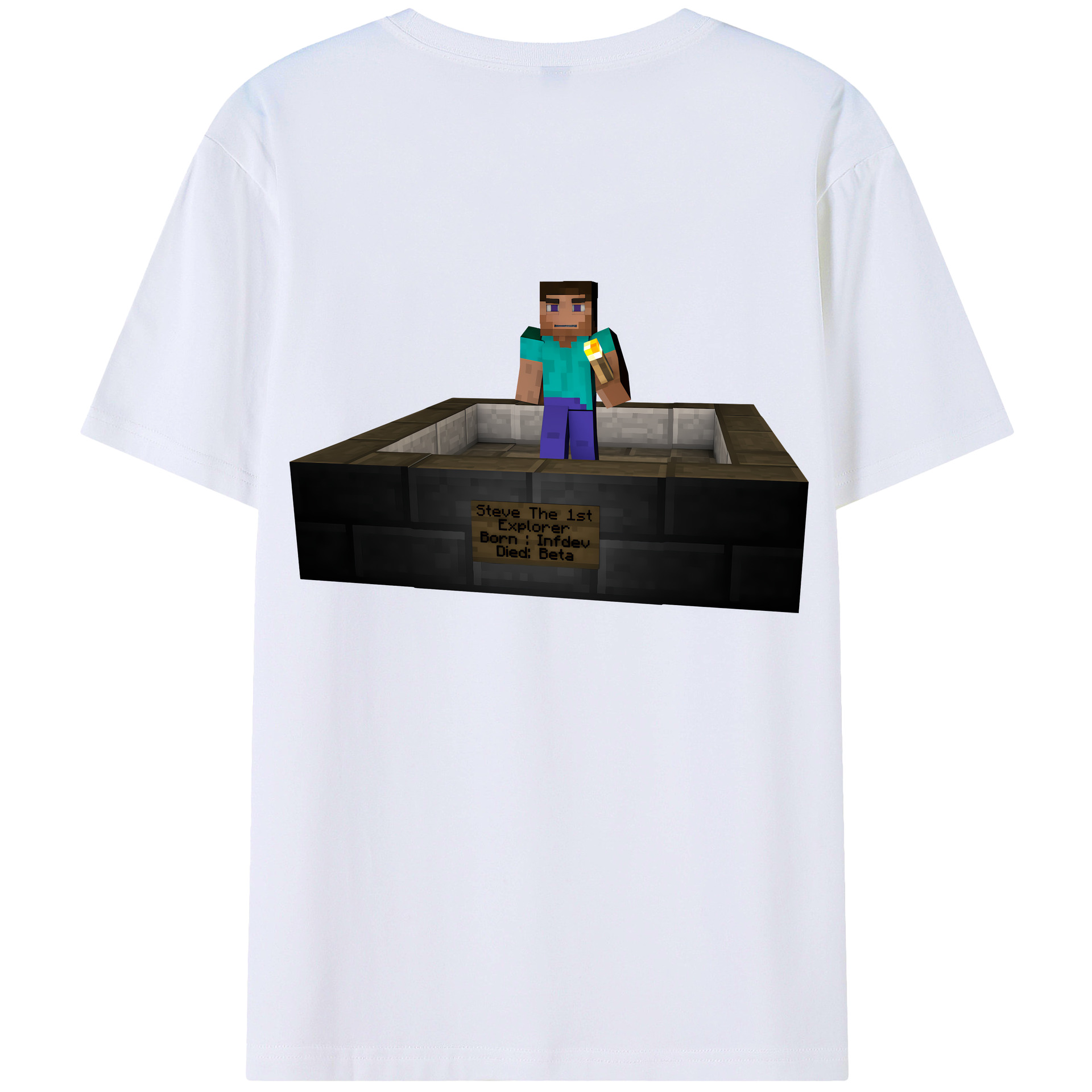 （画像用） マインクラフト ブロックの世界 Minecraft MC Block world 綿100％ メンズ半袖Tシャツ（バックプリント） 通気性