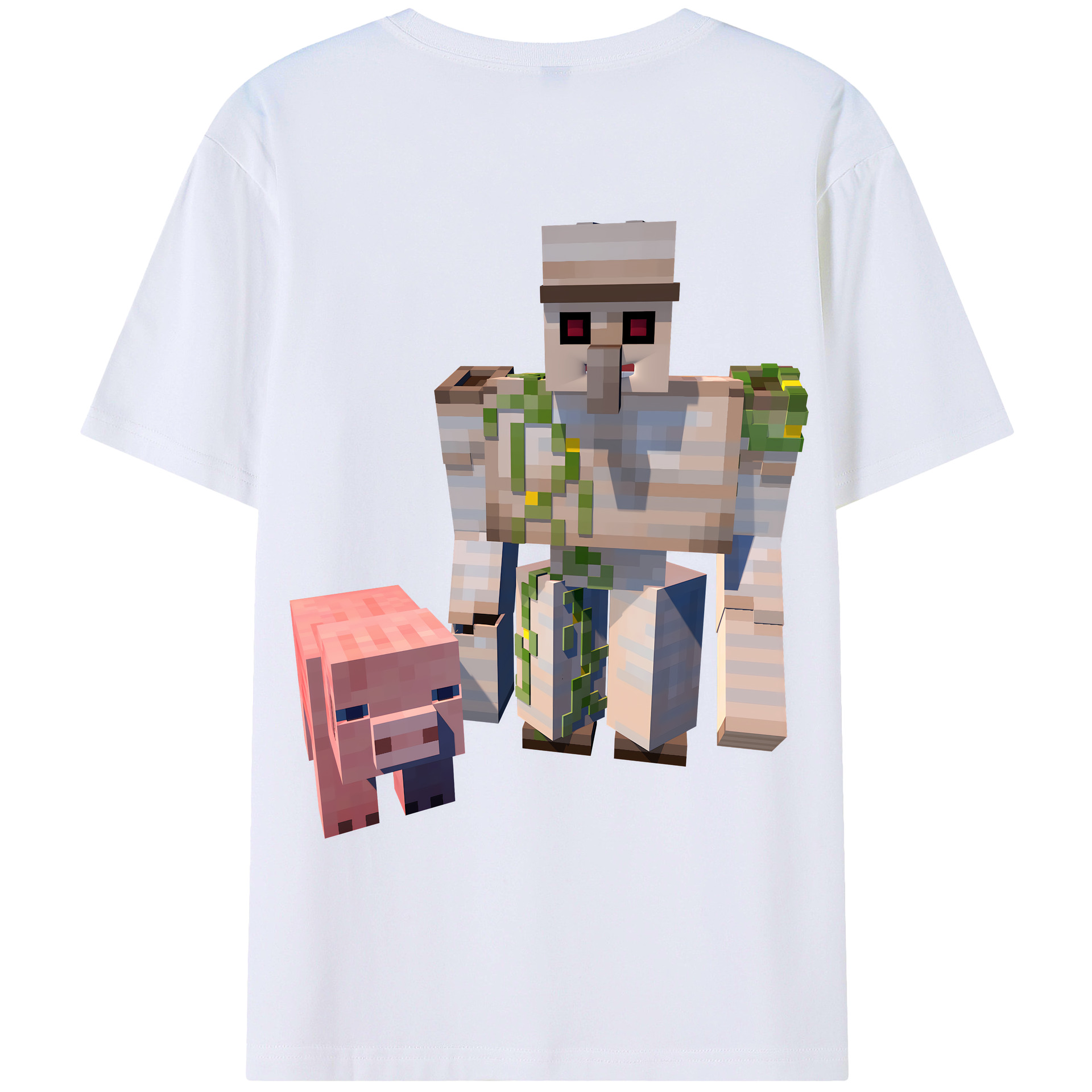 （画像用） マインクラフト ブロックの世界 Minecraft MC Block world 綿100％ メンズ半袖Tシャツ（バックプリント） 通気性