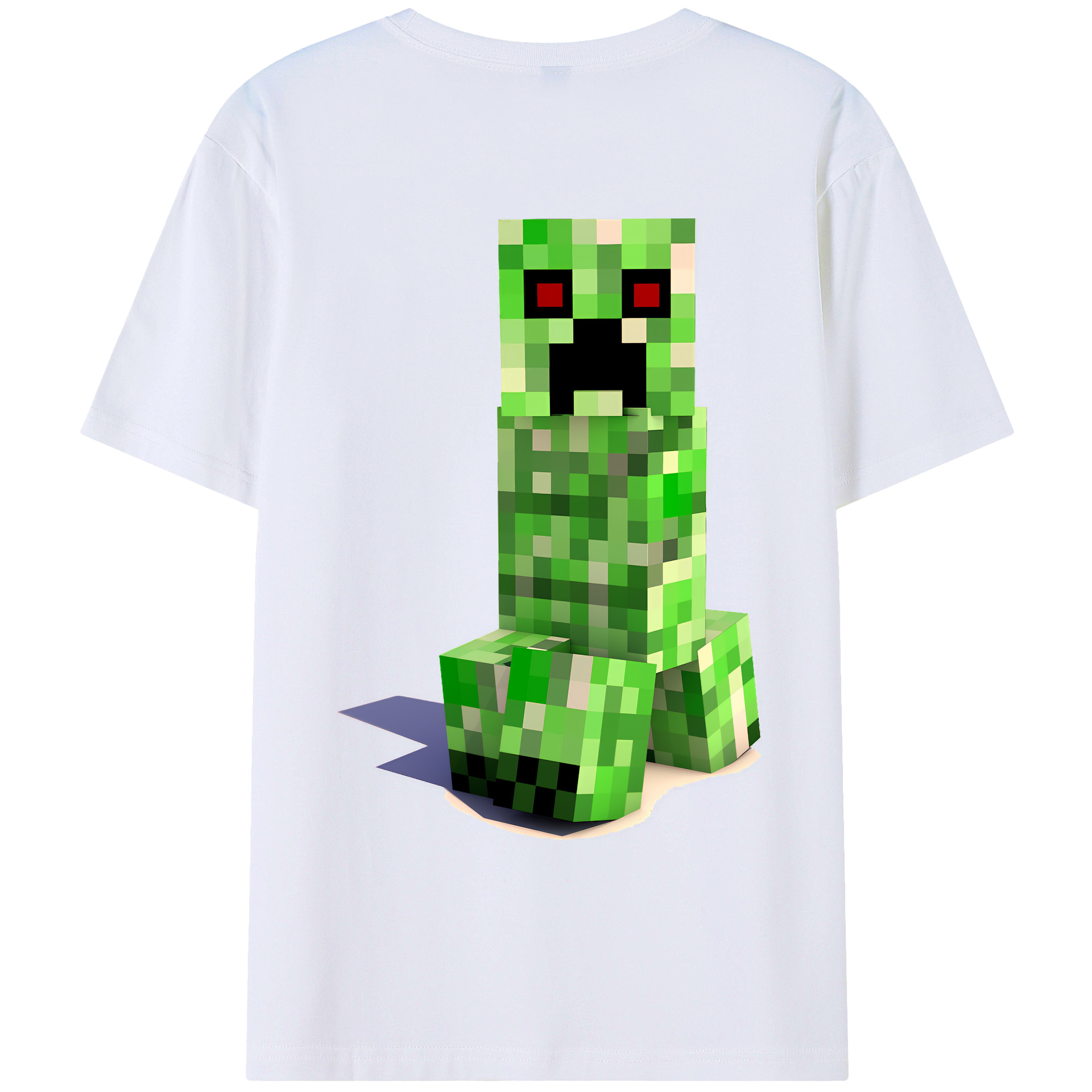 （画像用） マインクラフト ブロックの世界 Minecraft MC Block world 綿100％ メンズ半袖Tシャツ（バックプリント） 通気性