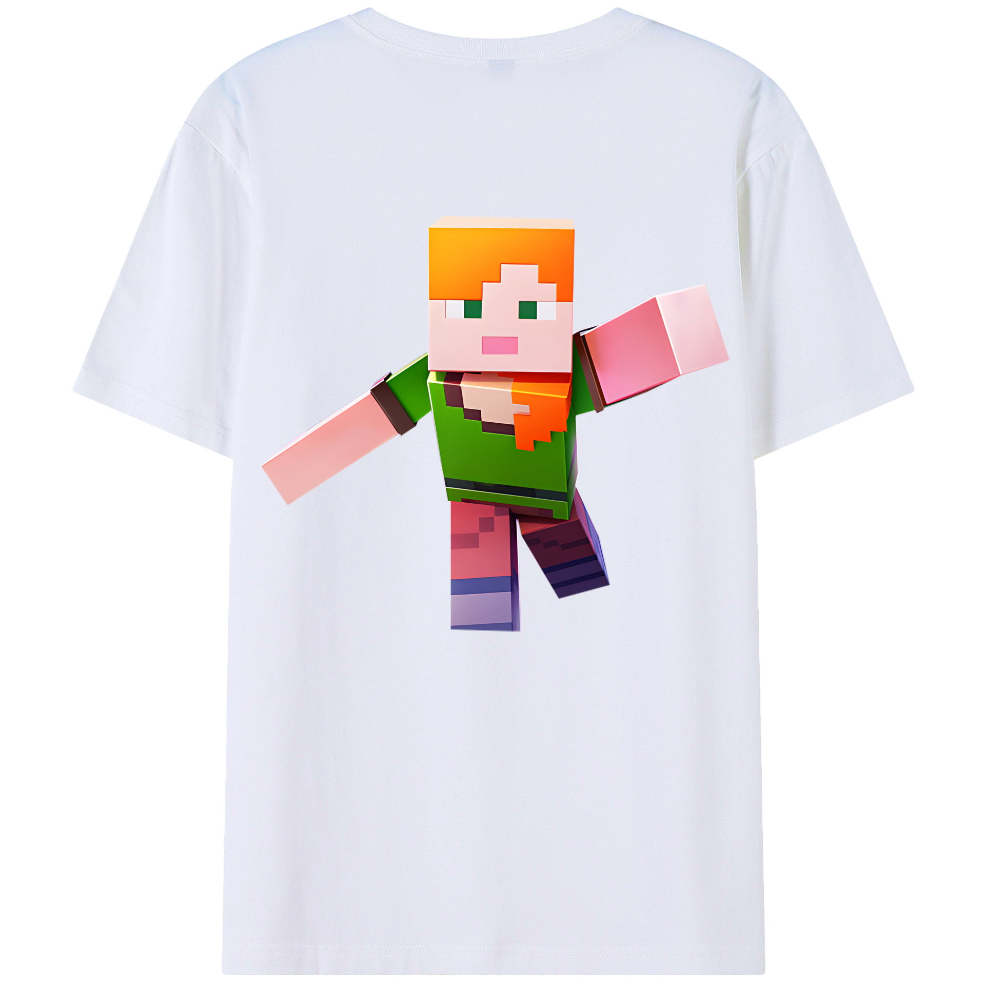 （画像用） マインクラフト ブロックの世界 Minecraft MC Block world 綿100％ メンズ半袖Tシャツ（バックプリント） 通気性