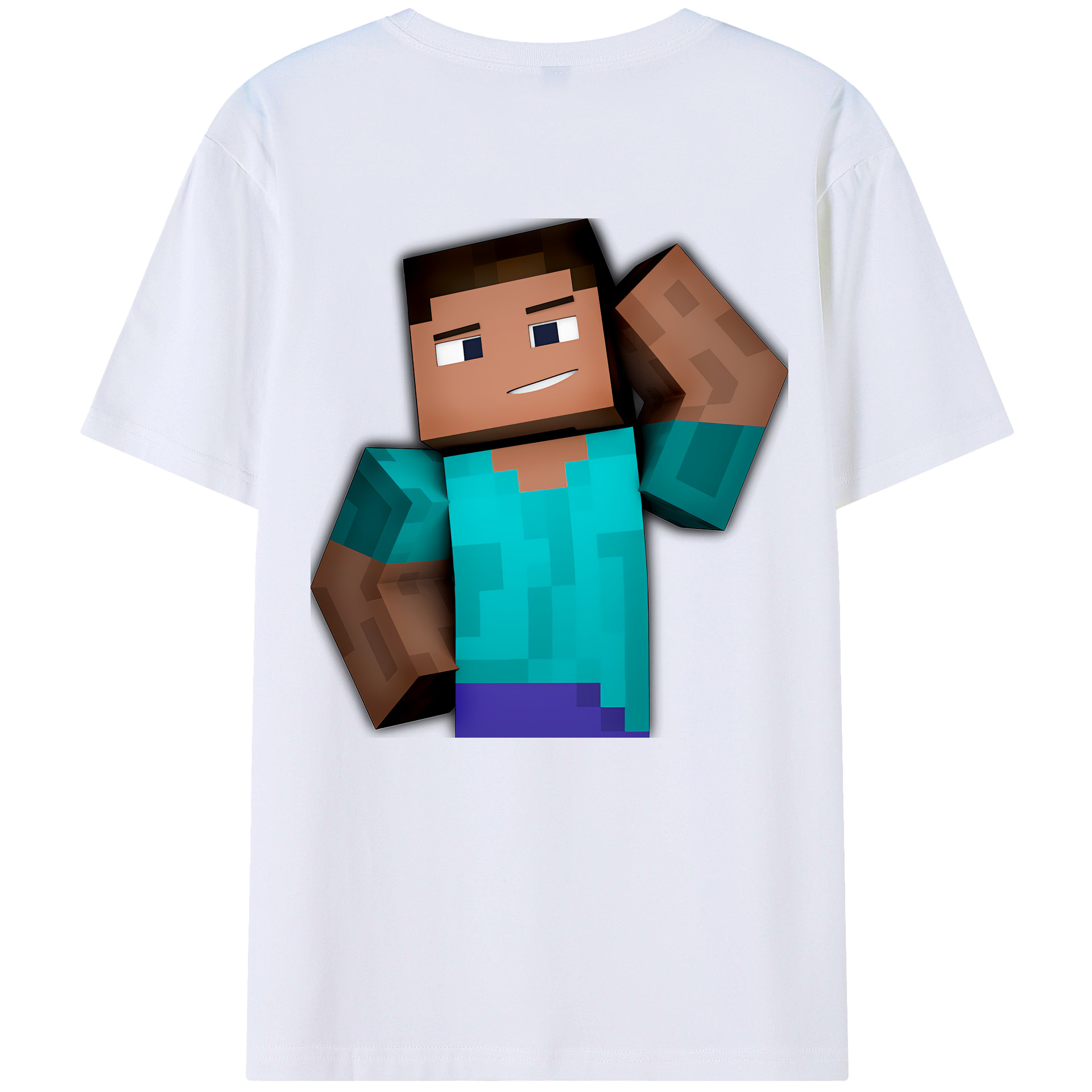 （画像用） マインクラフト ブロックの世界 Minecraft MC Block world 綿100％ メンズ半袖Tシャツ（バックプリント） 通気性