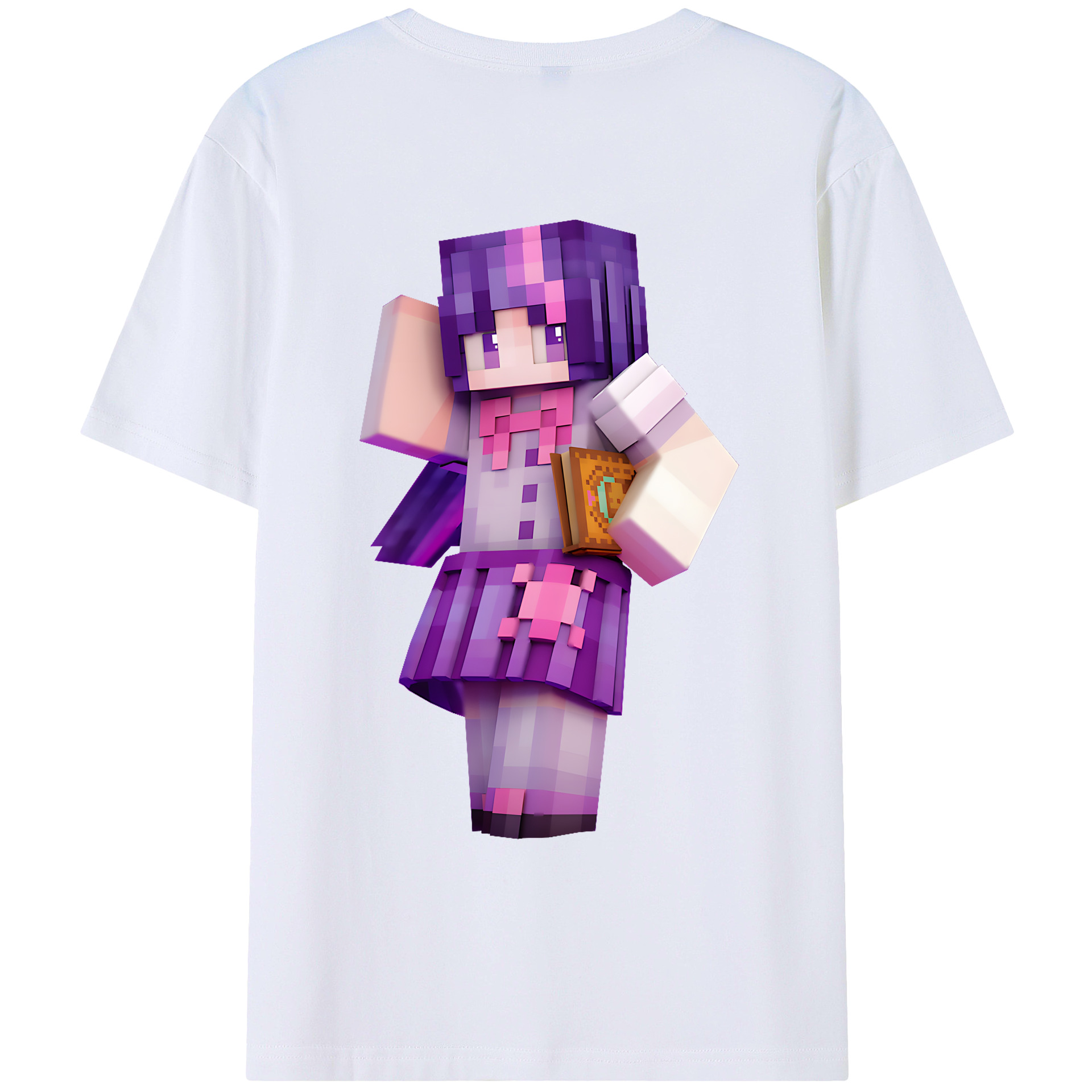 （画像用） マインクラフト ブロックの世界 Minecraft MC Block world 綿100％ メンズ半袖Tシャツ（バックプリント） 通気性