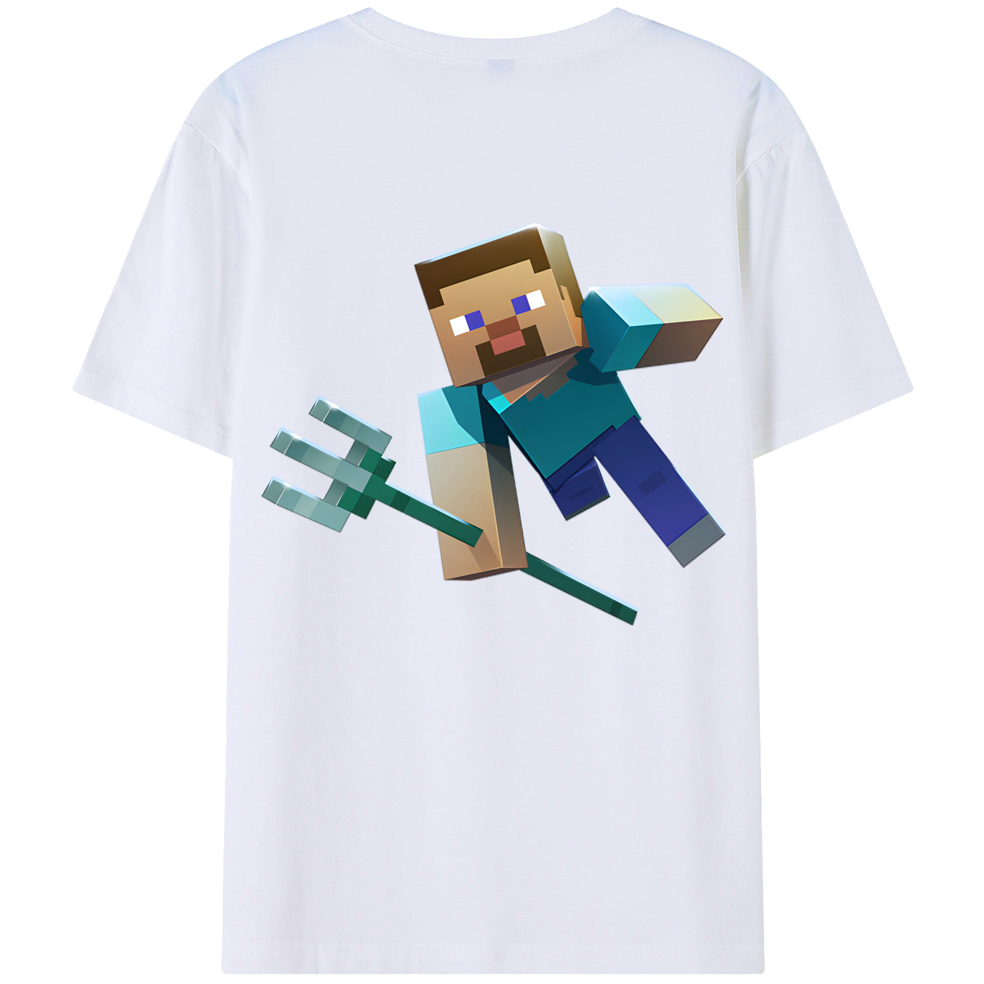 （画像用） マインクラフト ブロックの世界 Minecraft MC Block world 綿100％ メンズ半袖Tシャツ（バックプリント） 通気性