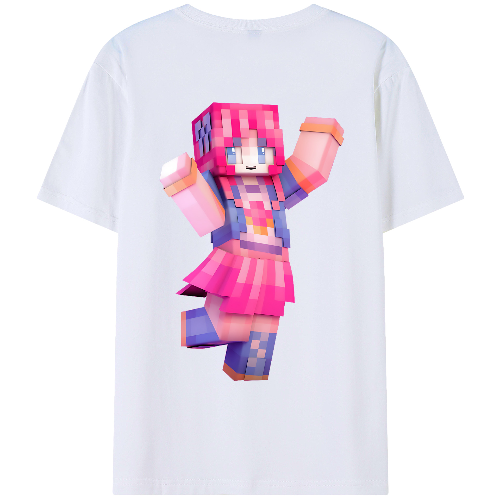 （画像用） マインクラフト ブロックの世界 Minecraft MC Block world 綿100％ メンズ半袖Tシャツ（バックプリント） 通気性