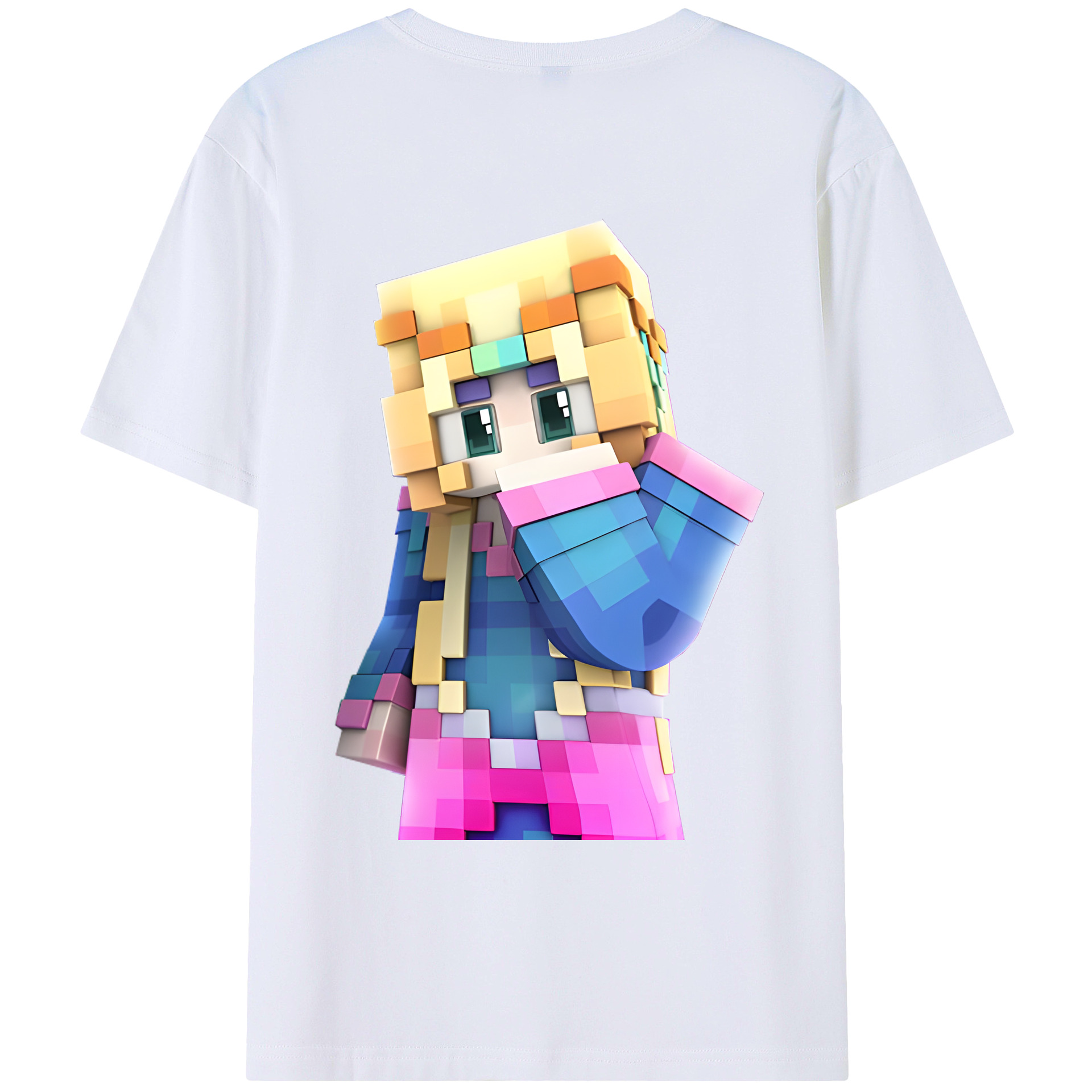 （画像用） マインクラフト ブロックの世界 Minecraft MC Block world 綿100％ メンズ半袖Tシャツ（バックプリント） 通気性