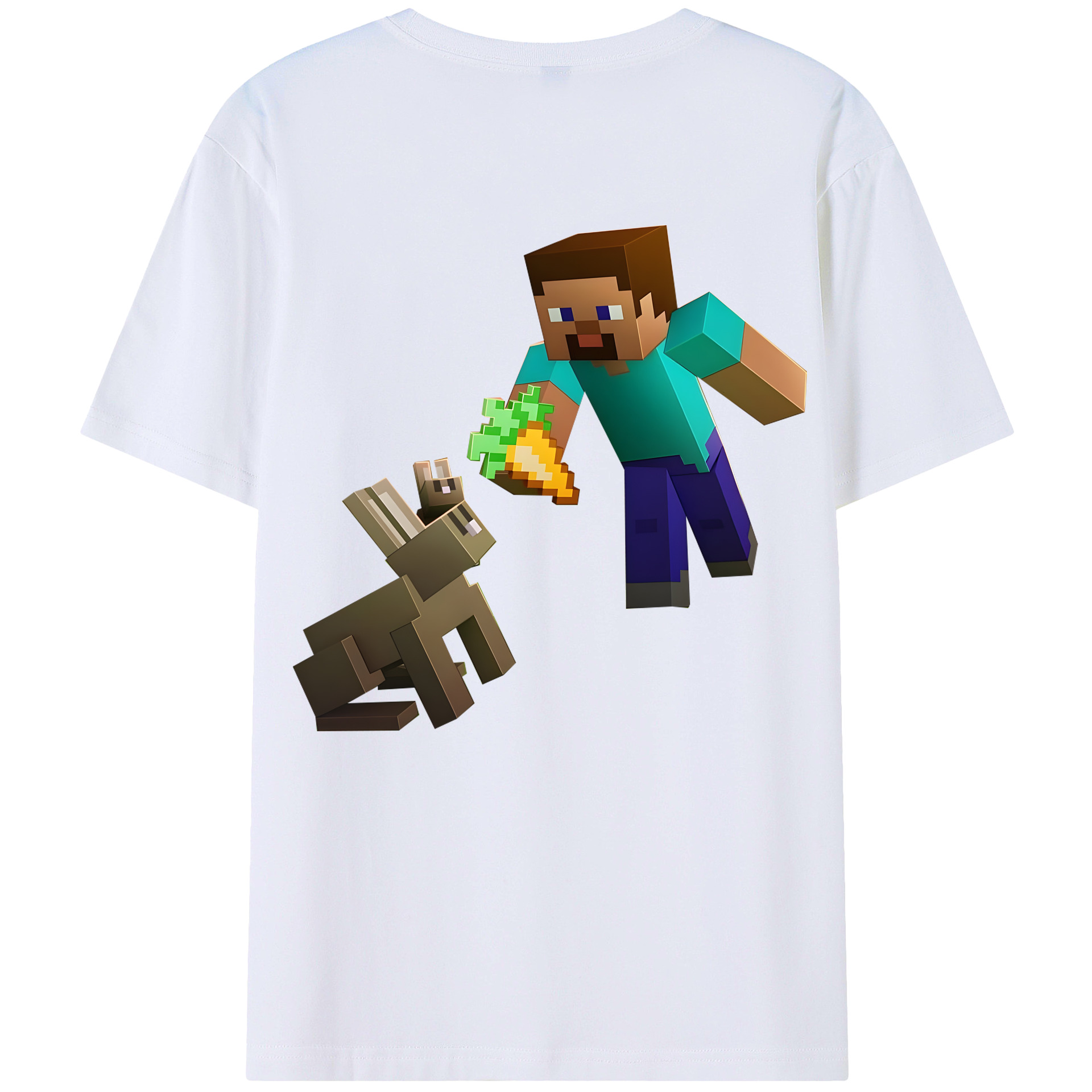 （画像用） マインクラフト ブロックの世界 Minecraft MC Block world 綿100％ メンズ半袖Tシャツ（バックプリント） 通気性