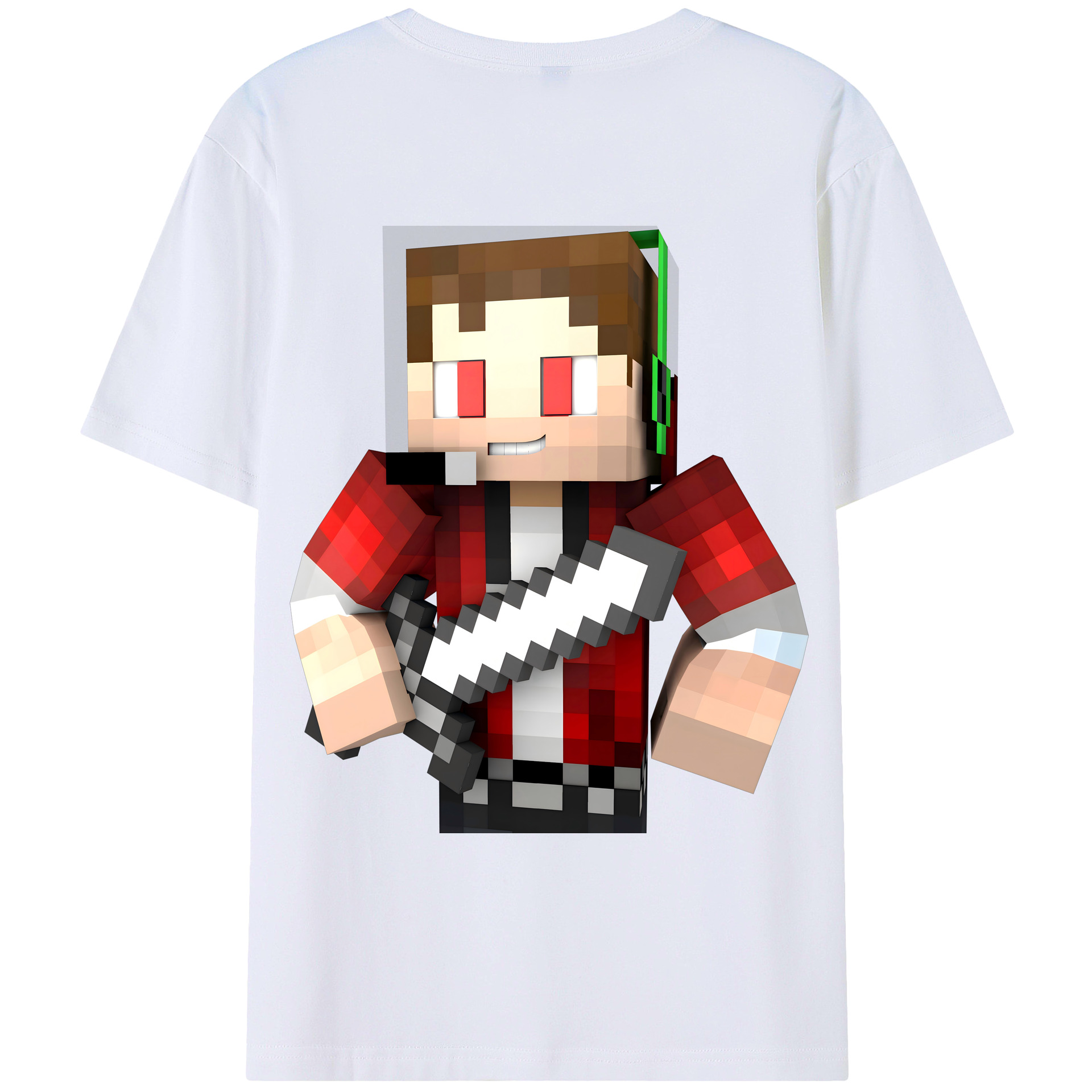 （画像用） マインクラフト ブロックの世界 Minecraft MC Block world 綿100％ メンズ半袖Tシャツ（バックプリント） 通気性