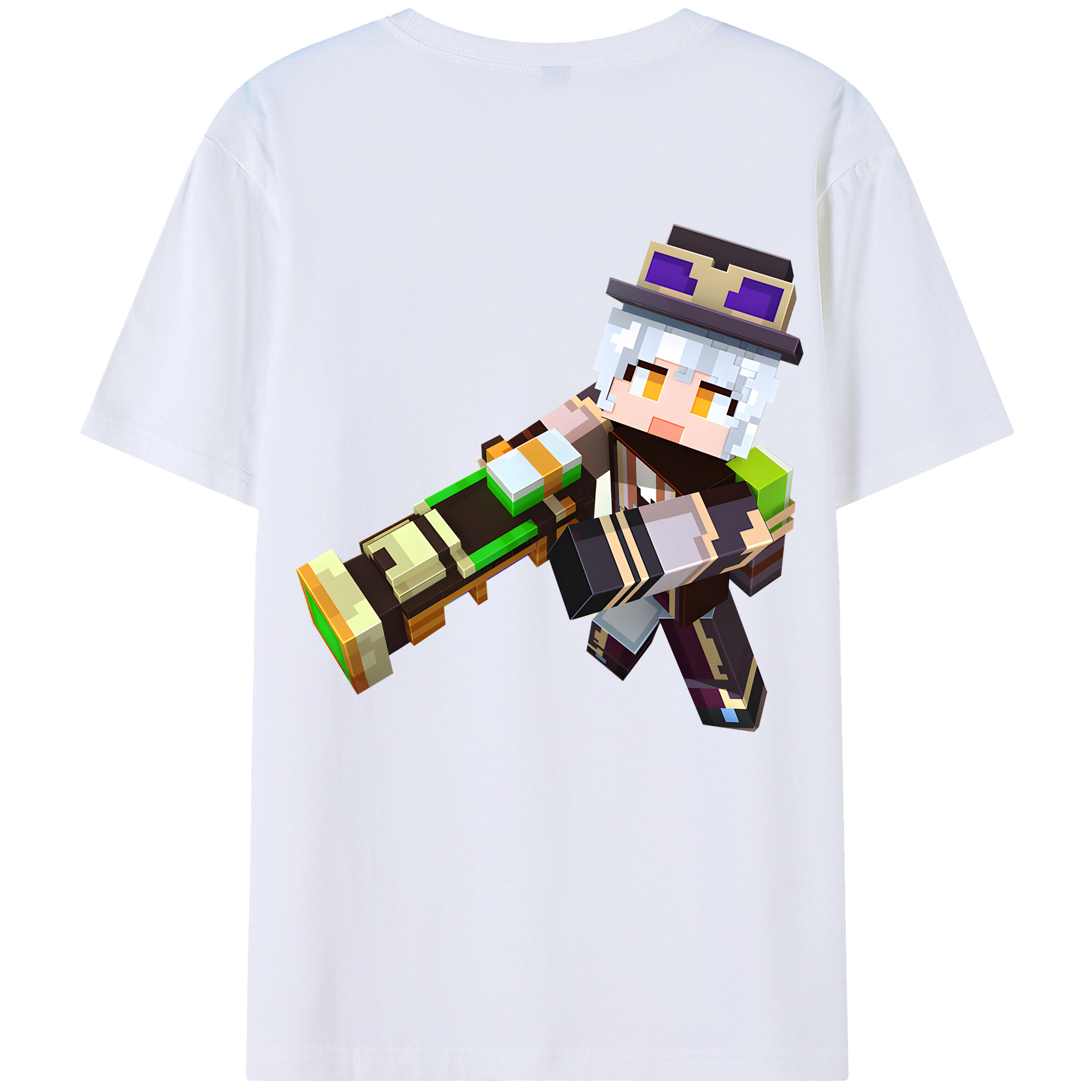 （画像用） マインクラフト ブロックの世界 Minecraft MC Block world 綿100％ メンズ半袖Tシャツ（バックプリント） 通気性
