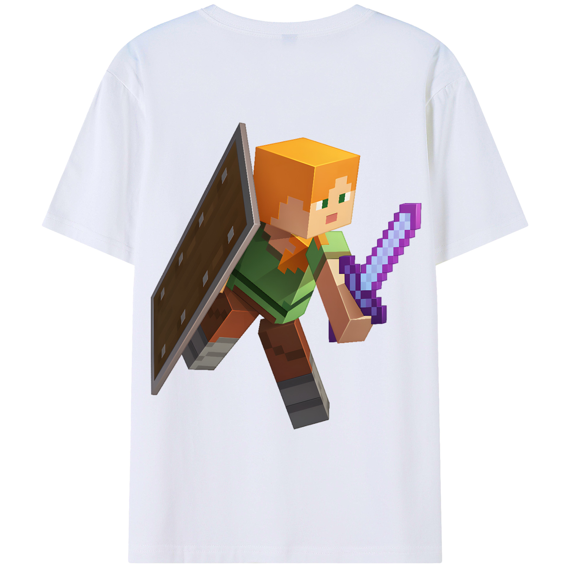 （画像用） マインクラフト ブロックの世界 Minecraft MC Block world 綿100％ メンズ半袖Tシャツ（バックプリント） 通気性