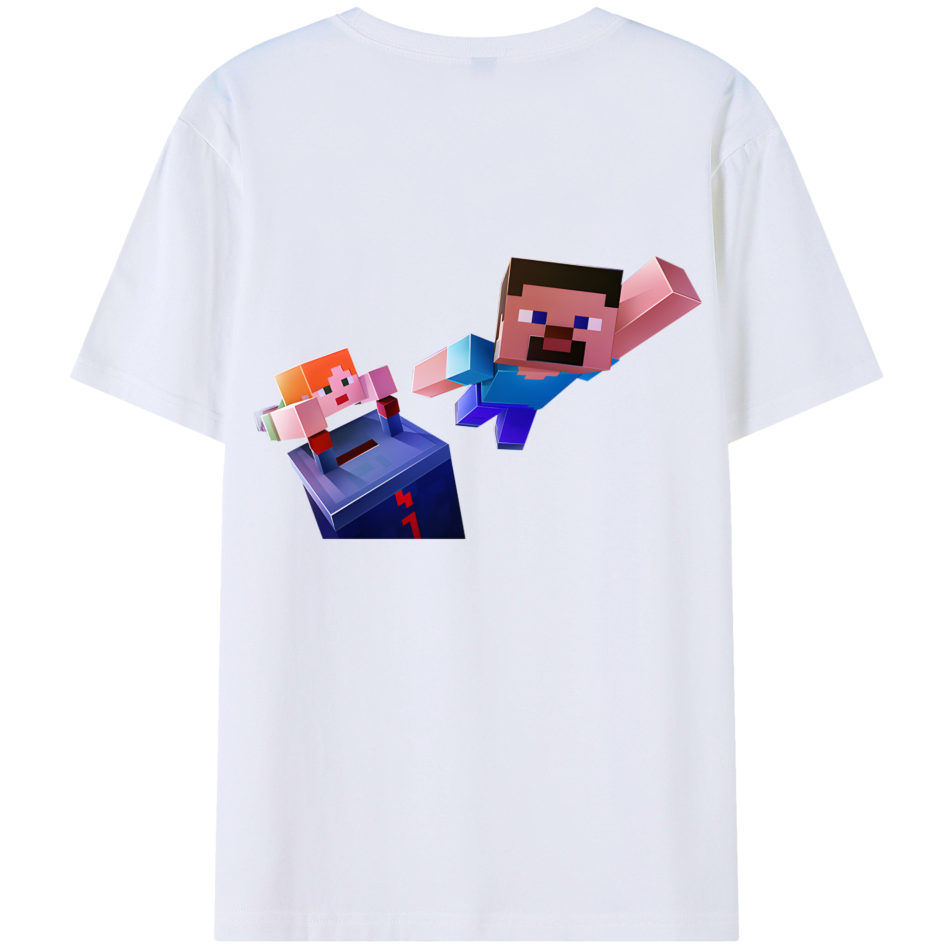 （画像用） マインクラフト ブロックの世界 Minecraft MC Block world 綿100％ メンズ半袖Tシャツ（バックプリント） 通気性