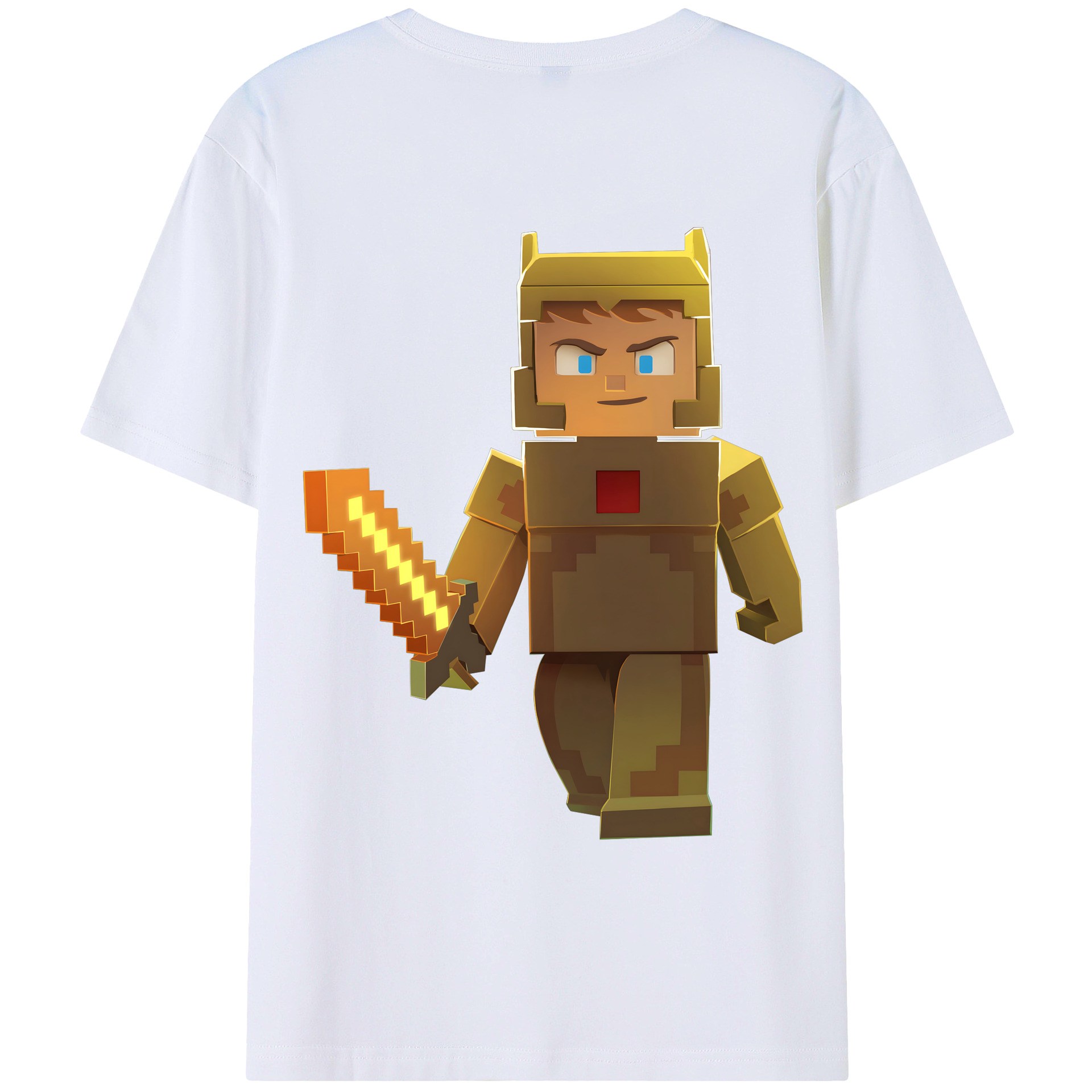 （画像用） マインクラフト ブロックの世界 Minecraft MC Block world 綿100％ メンズ半袖Tシャツ（バックプリント） 通気性