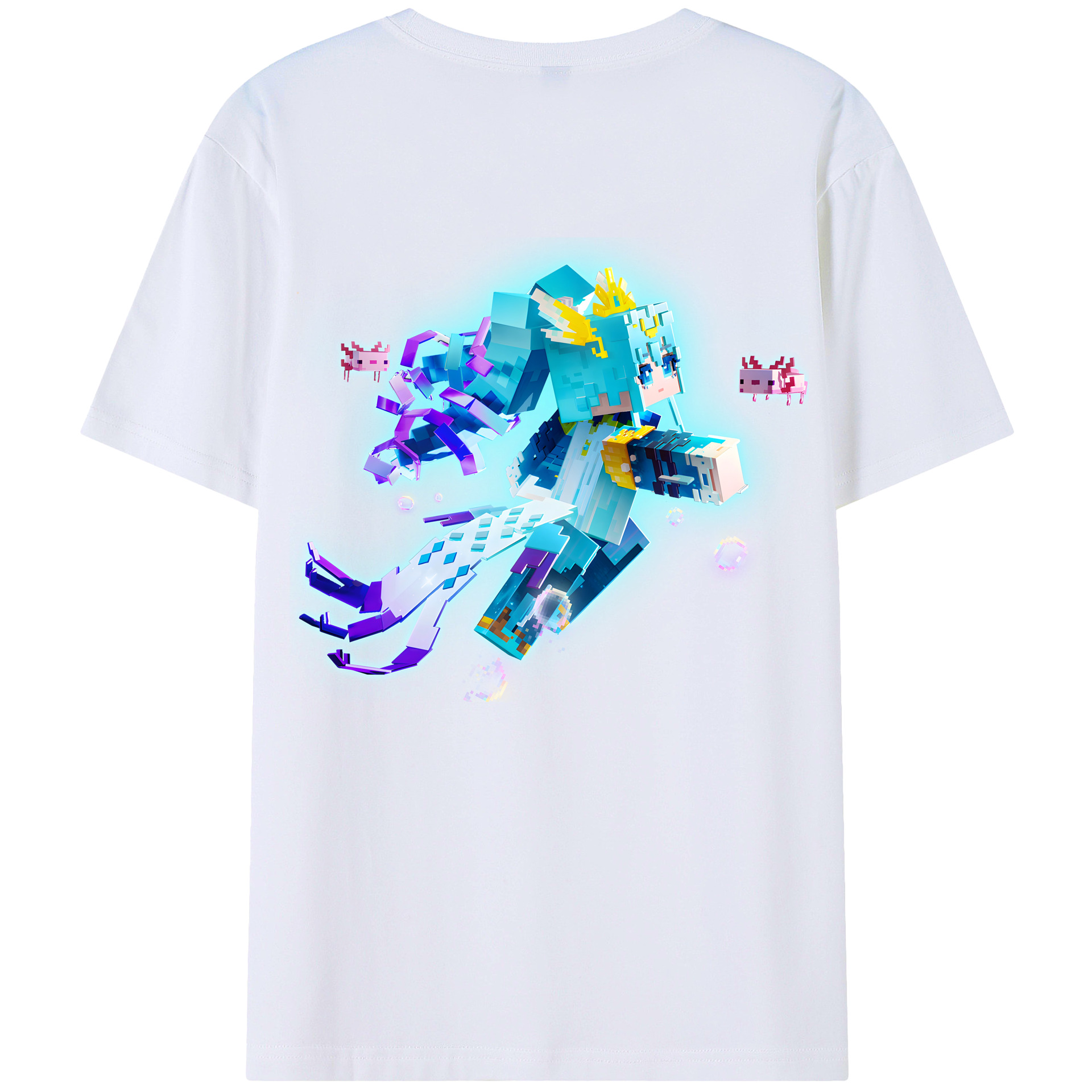 （画像用） マインクラフト ブロックの世界 Minecraft MC Block world 綿100％ メンズ半袖Tシャツ（バックプリント） 通気性