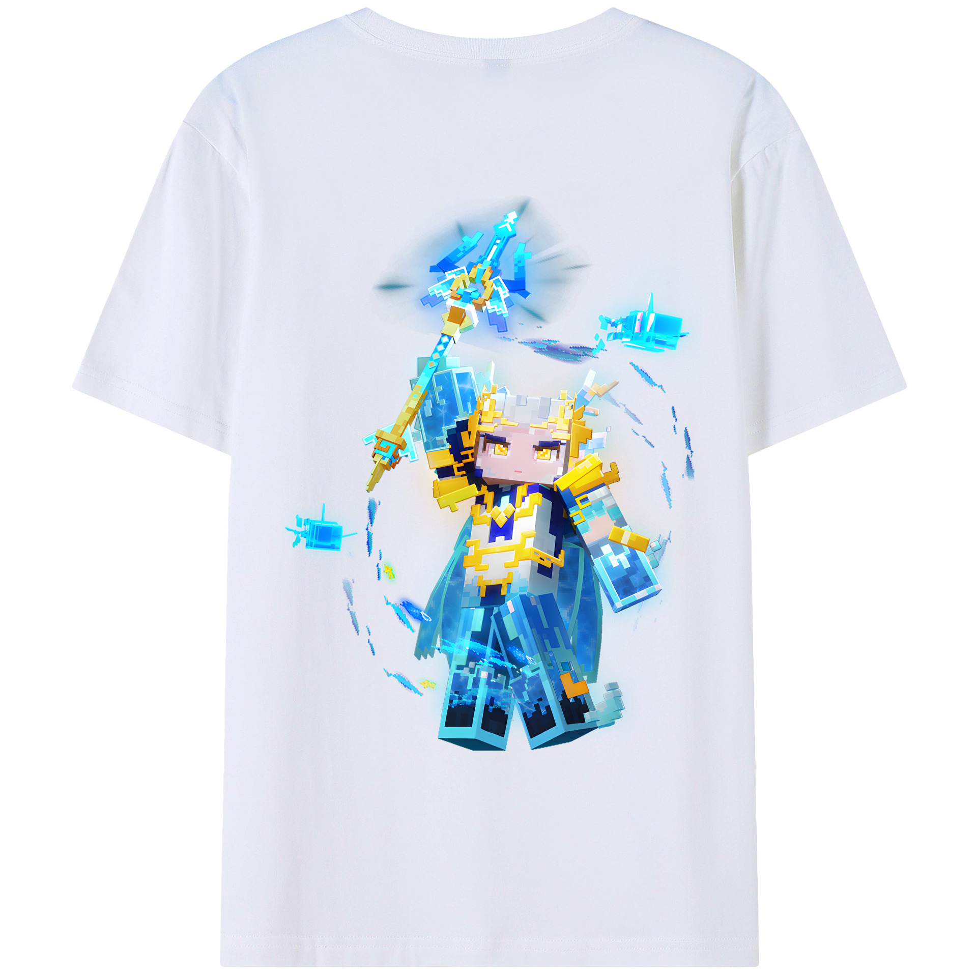 （画像用） マインクラフト ブロックの世界 Minecraft MC Block world 綿100％ メンズ半袖Tシャツ（バックプリント） 通気性
