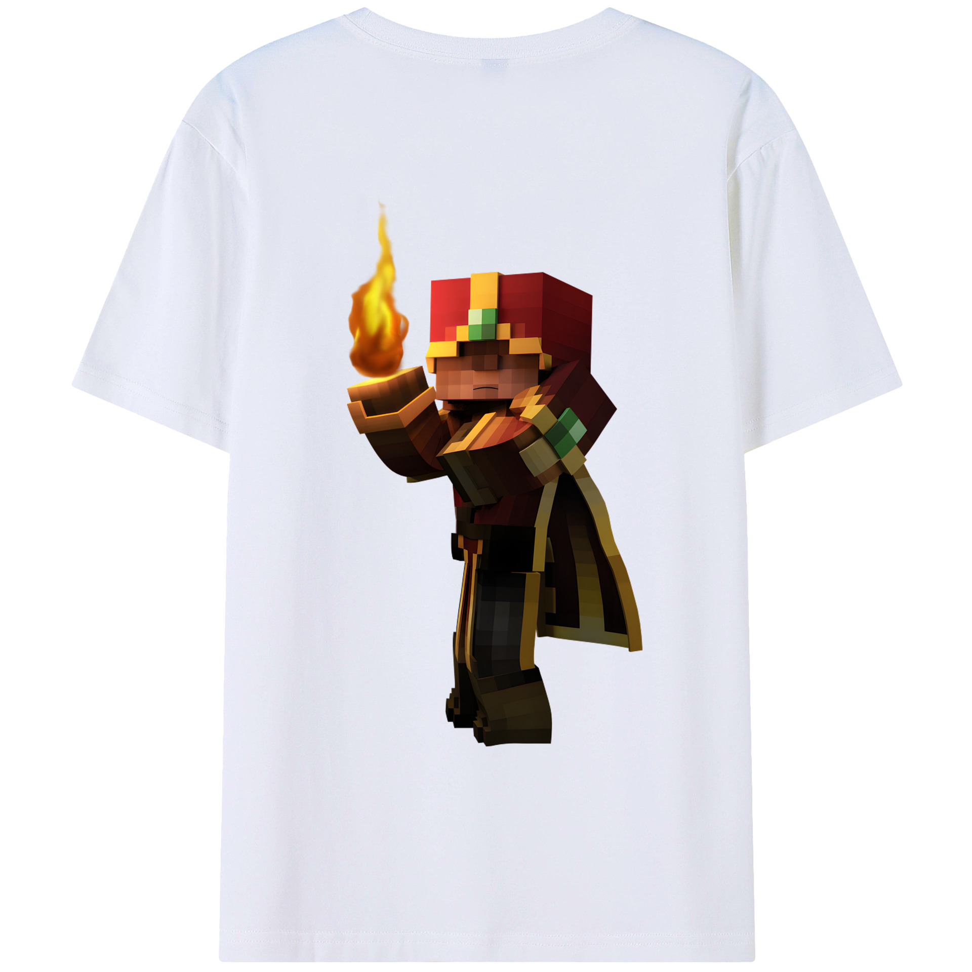（画像用） マインクラフト ブロックの世界 Minecraft MC Block world 綿100％ メンズ半袖Tシャツ（バックプリント） 通気性