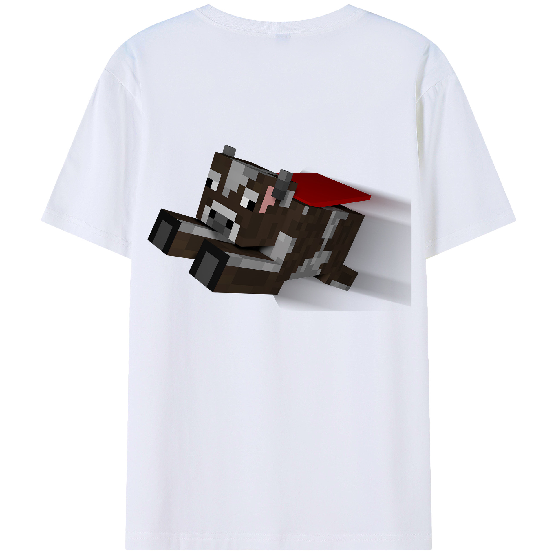 （画像用） マインクラフト ブロックの世界 Minecraft MC Block world 綿100％ メンズ半袖Tシャツ（バックプリント） 通気性