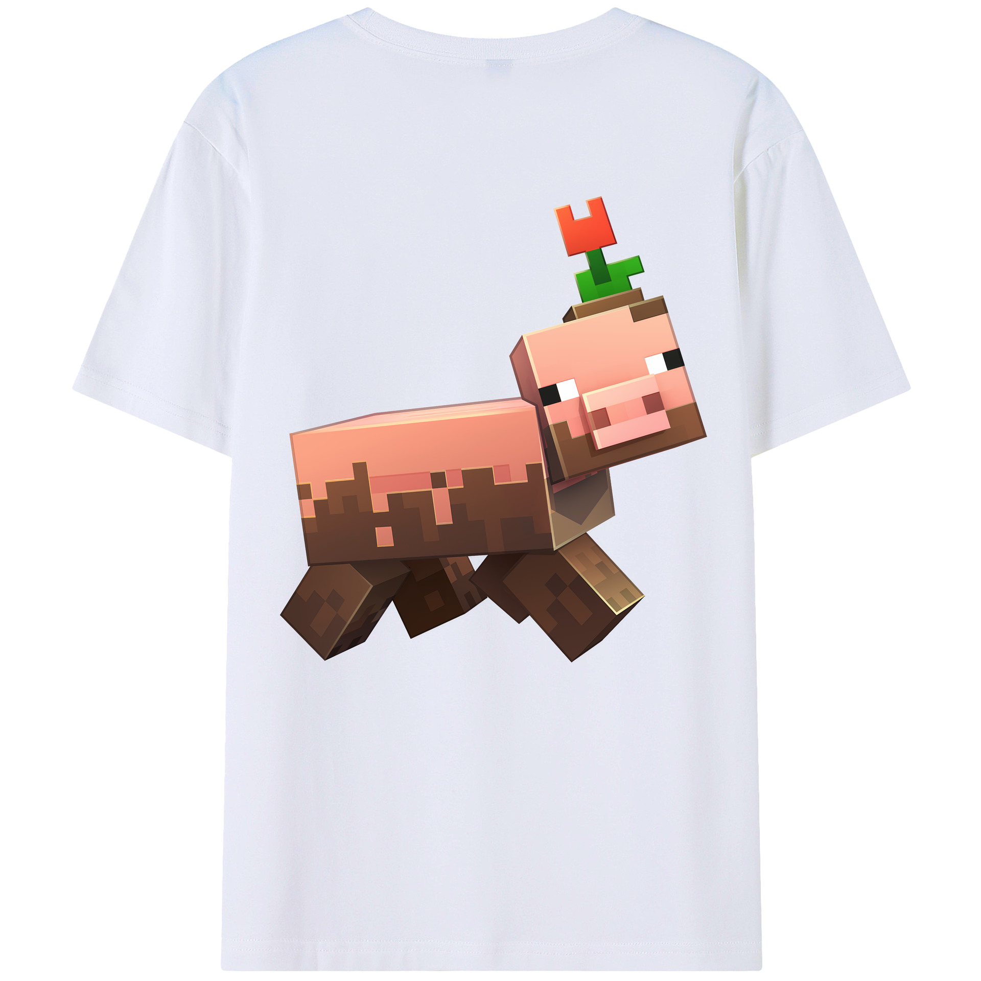 （画像用） マインクラフト ブロックの世界 Minecraft MC Block world 綿100％ メンズ半袖Tシャツ（バックプリント） 通気性